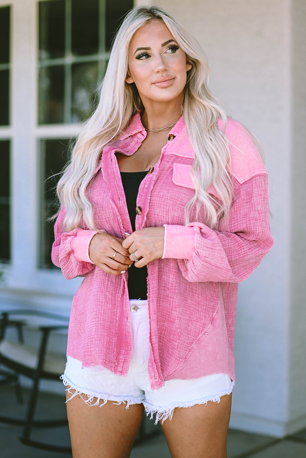 Women's Shacket Featuring Mineral Washed Cotton