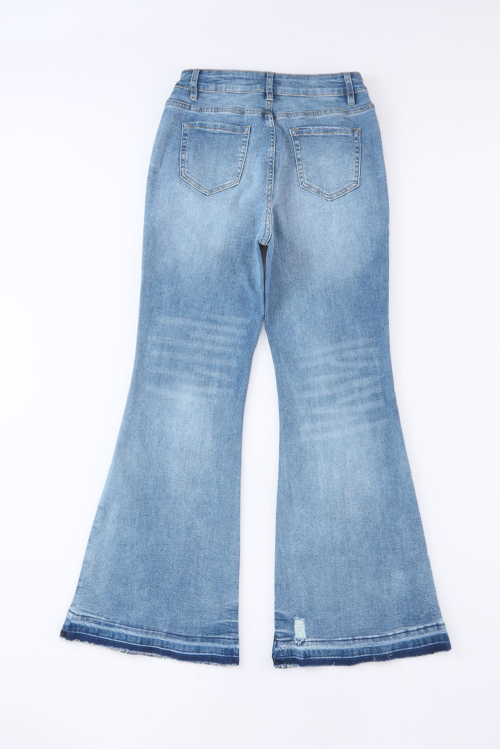 Women's High-Rise Button-Front Distressed Flared Jeans
