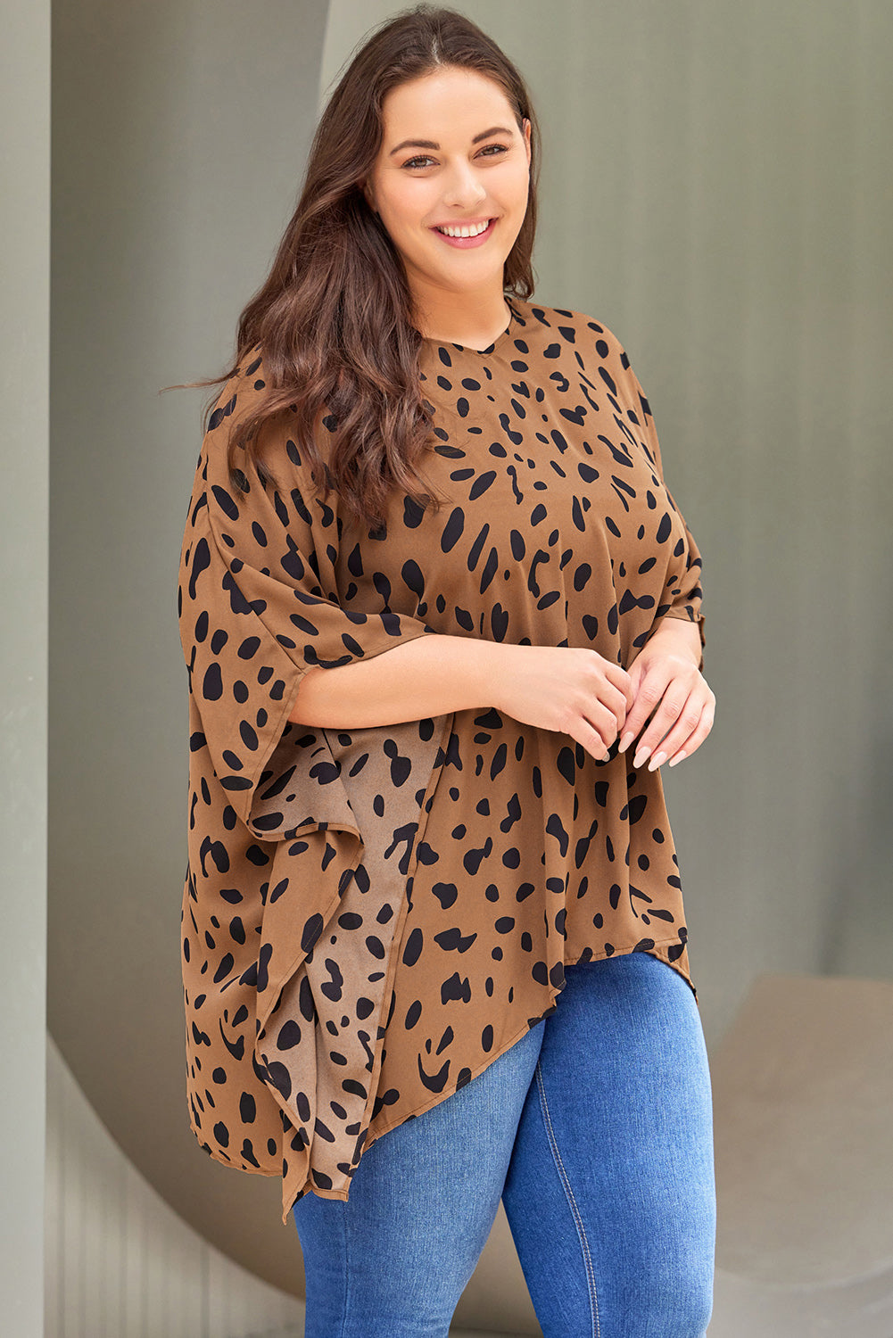 Women's Top with Plus Size Batwing Sleeve Tunic
