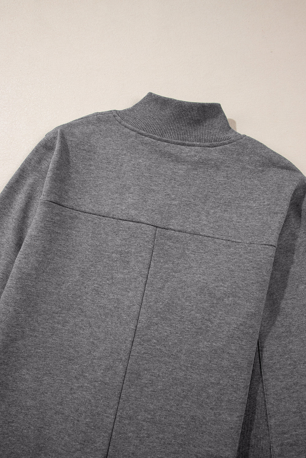 Zip-Front Patchwork Collared Rib-Knit Sweatshirt Dress Featuring Pockets