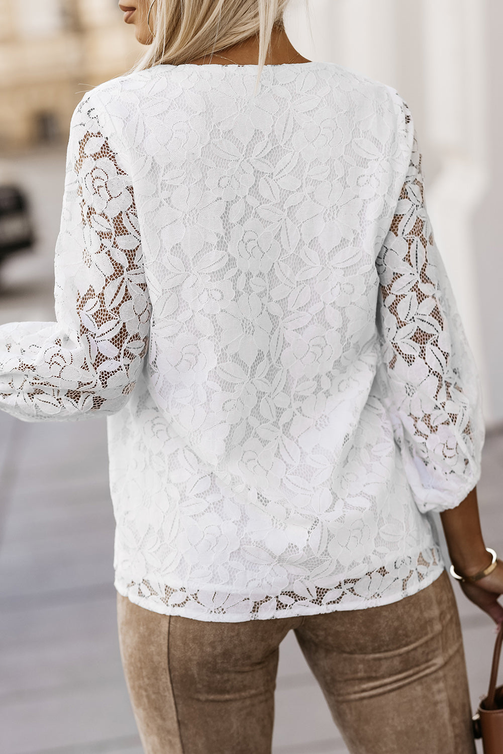 Women's Floral-Print Lace-Trimmed Fit V Neck Top