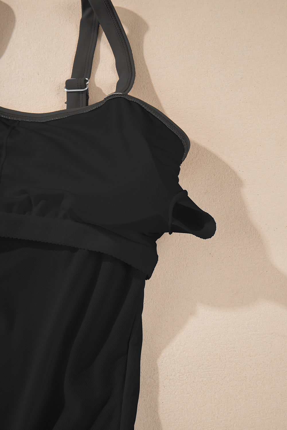 Colorblock Detail Adjustable Straps One Piece Swimsuit in Black