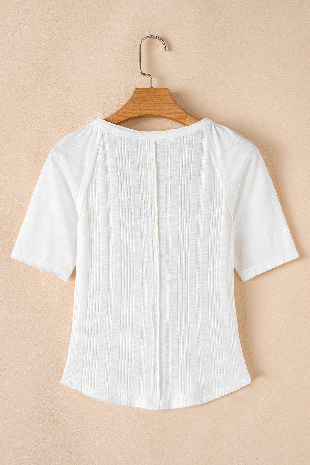 Snap Button Drawstirng Tie Neck Shirt in White