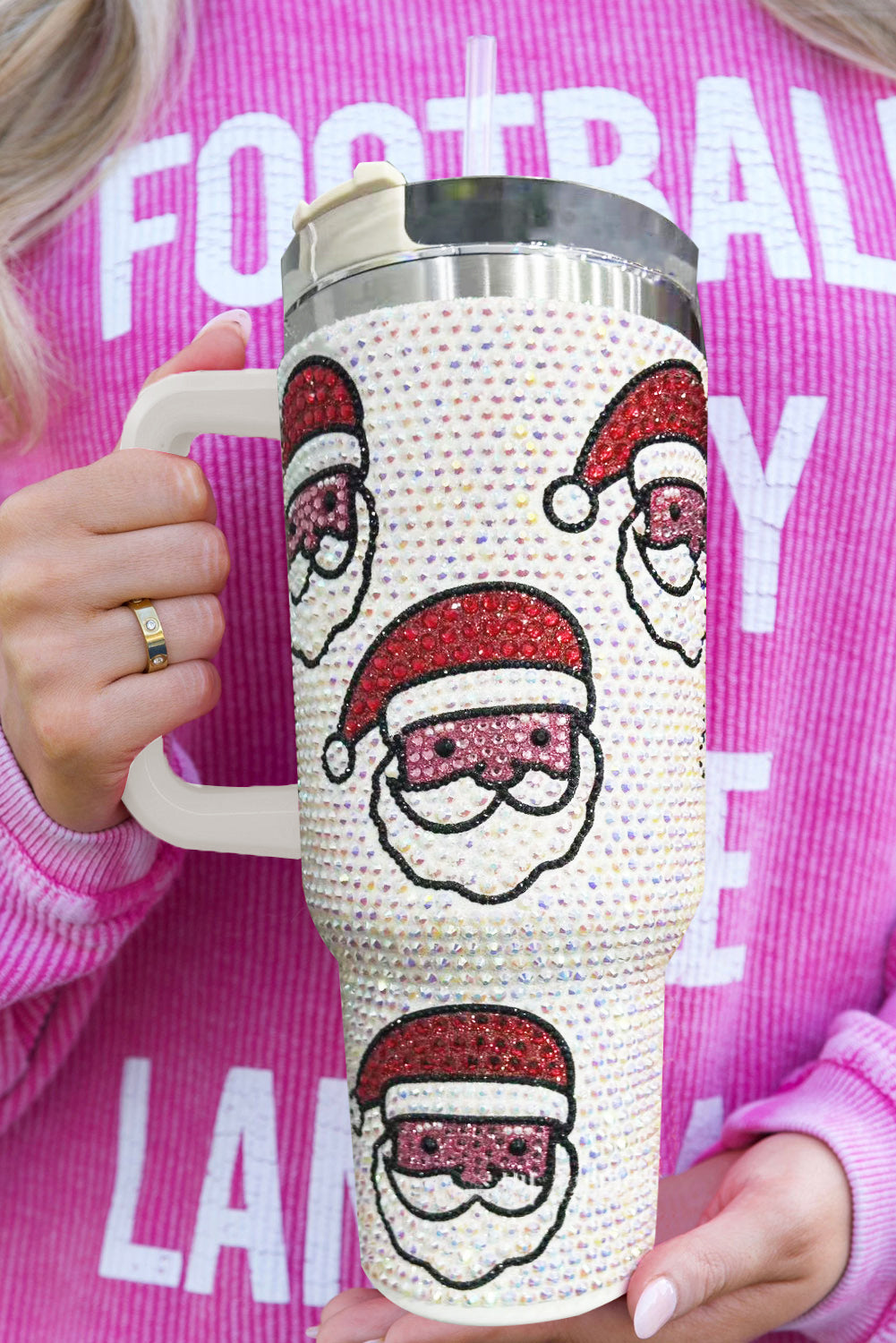 Christmas Diamond Santa Claus Thermos Cup with Straw 40oz