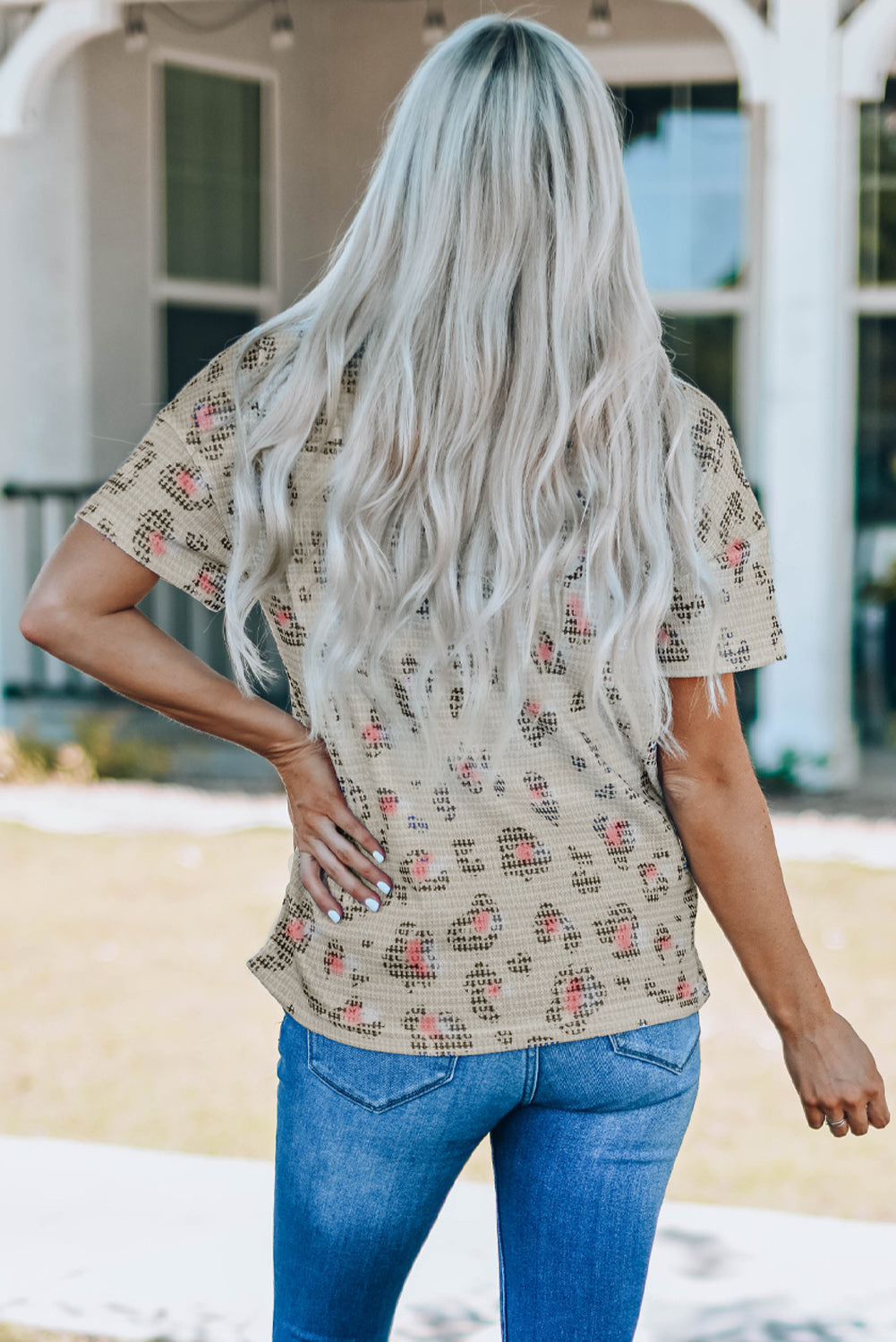 Women's Waffle Knitted Short-Sleeve Top