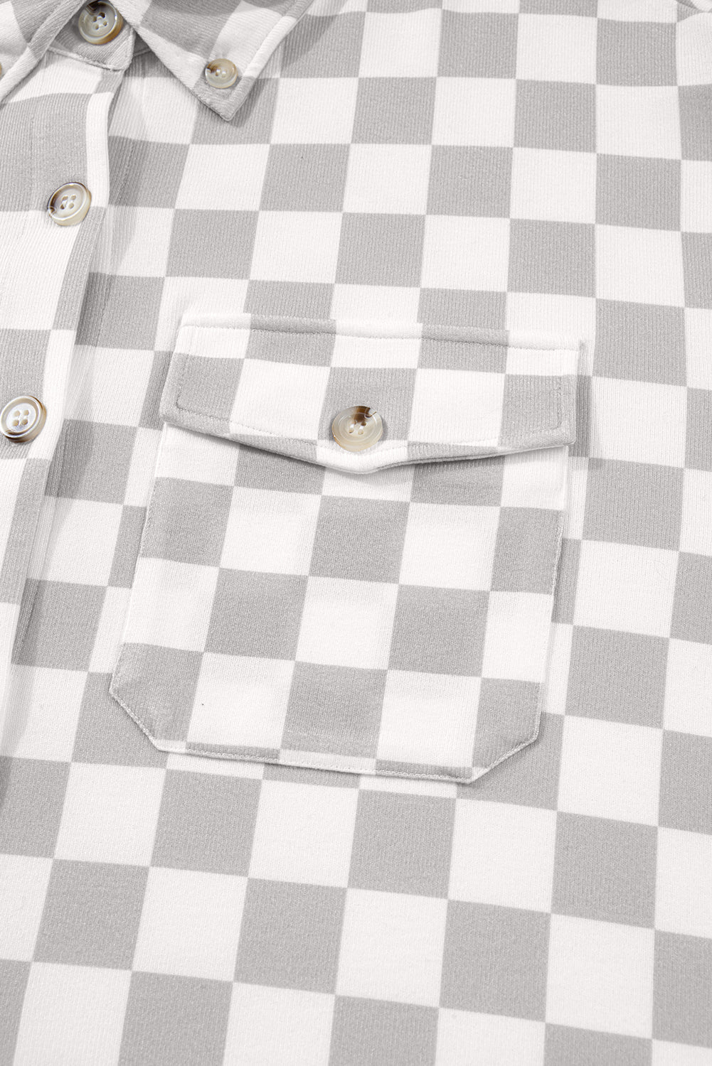 Checkered Plus Size Button-Front Down Everyday Western Jacket in Khaki