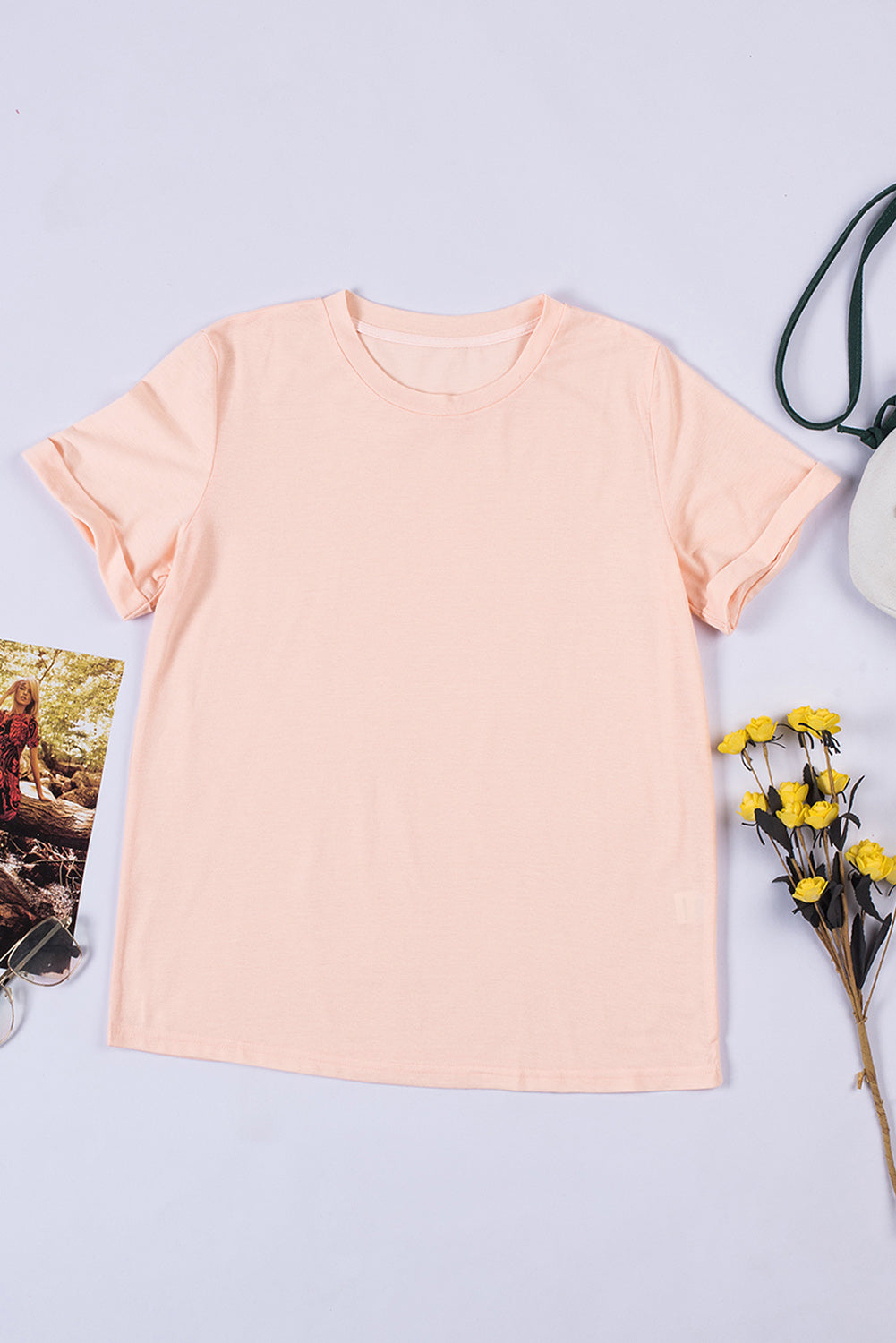 Tee for Women Solid Color Crew Neck