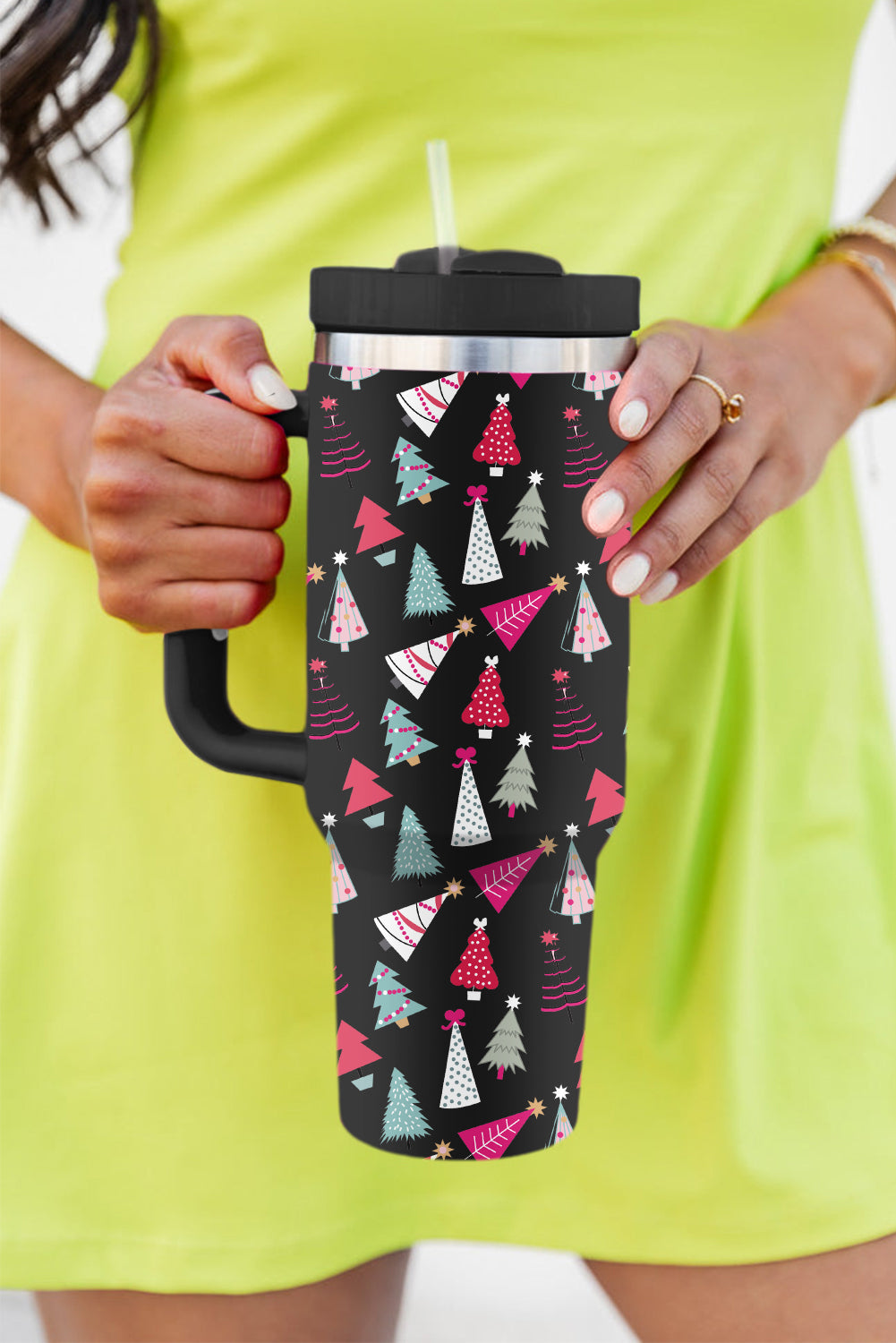 Cartoon Christmas Tree Printed Thermos Cup 40oz Style