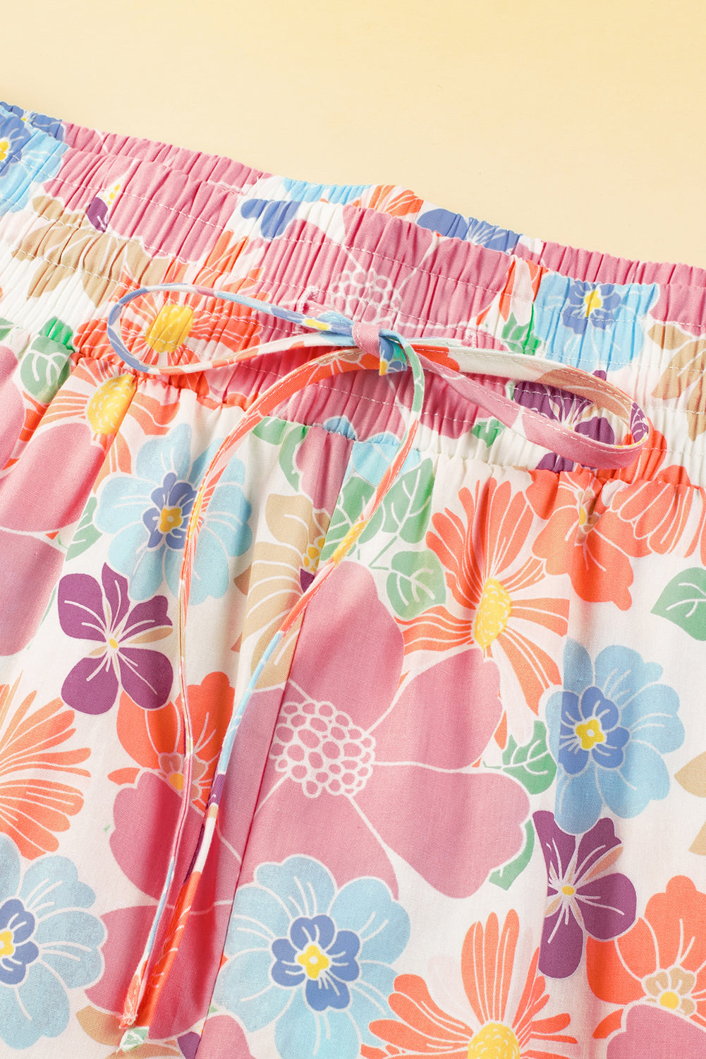 Women's Pants Featuring Shirred-Waist Loose Floral-Print