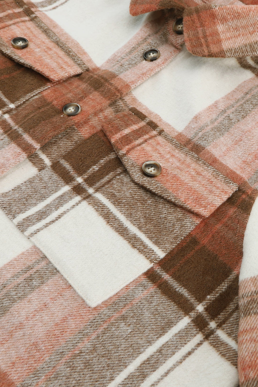 Women's Long Plaid Flap Pockets Shacket