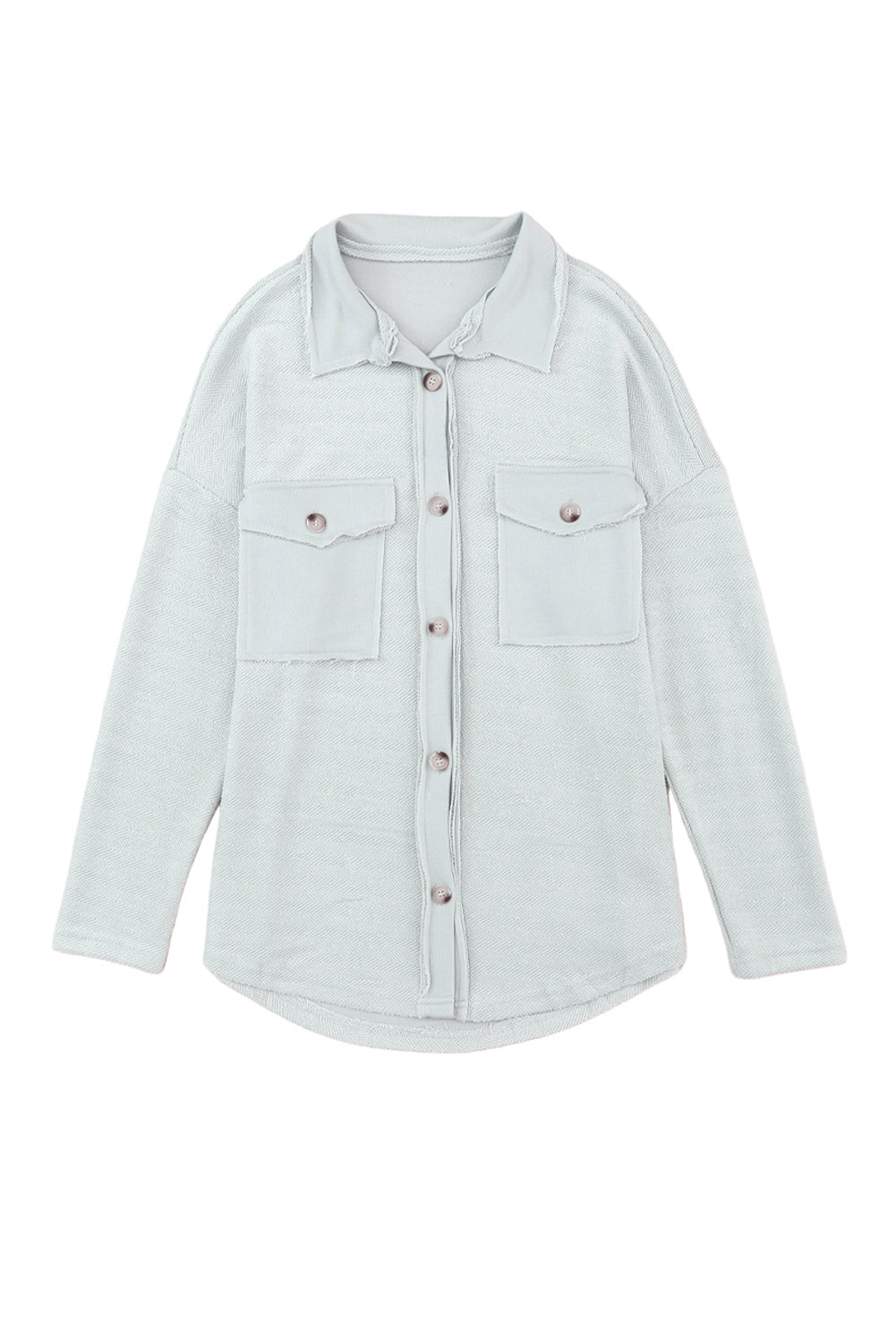 Women's Shacket with Contrast Flap Pockets Gray Relaxed