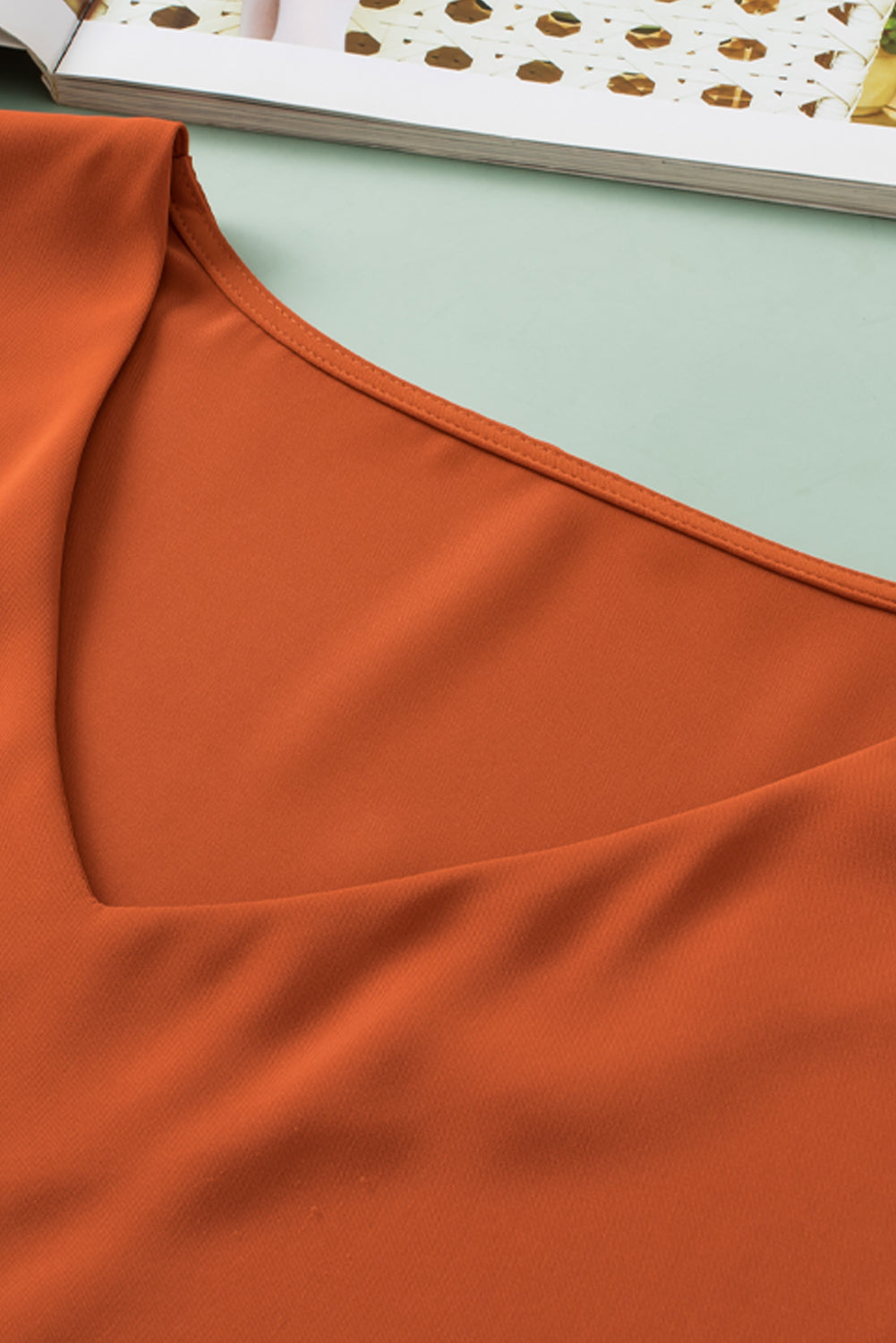 Women's Blouse Featuring Solid Ruffle-Trimmed Sleeve Plus Size