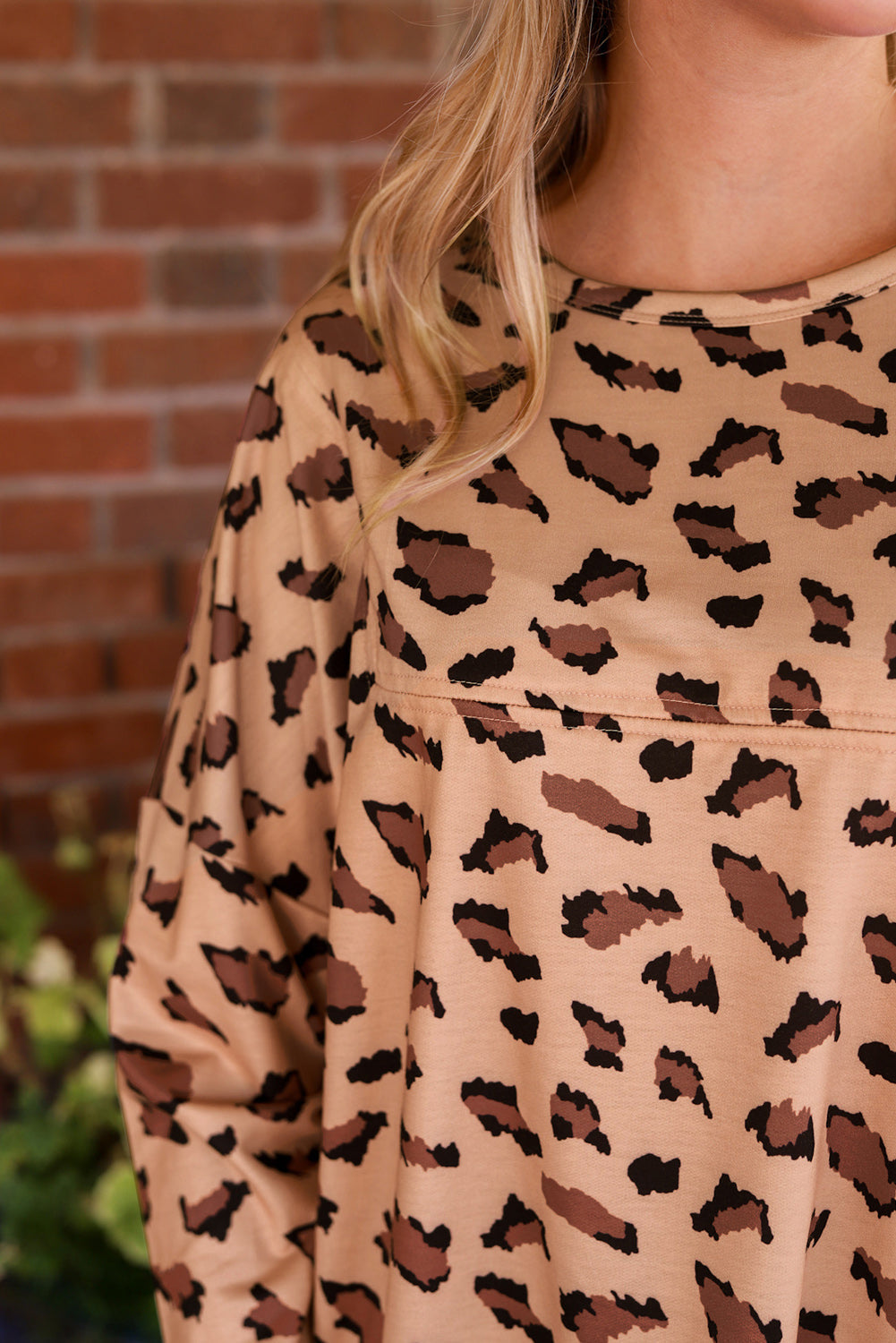 Top for Women Print Stitching Loose Long-Sleeve