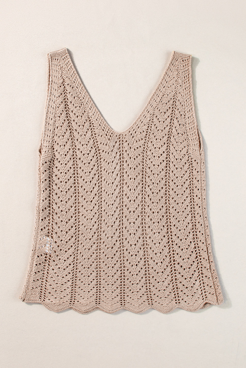 Women's Vest with Scalloped Hem Crochet Knitted