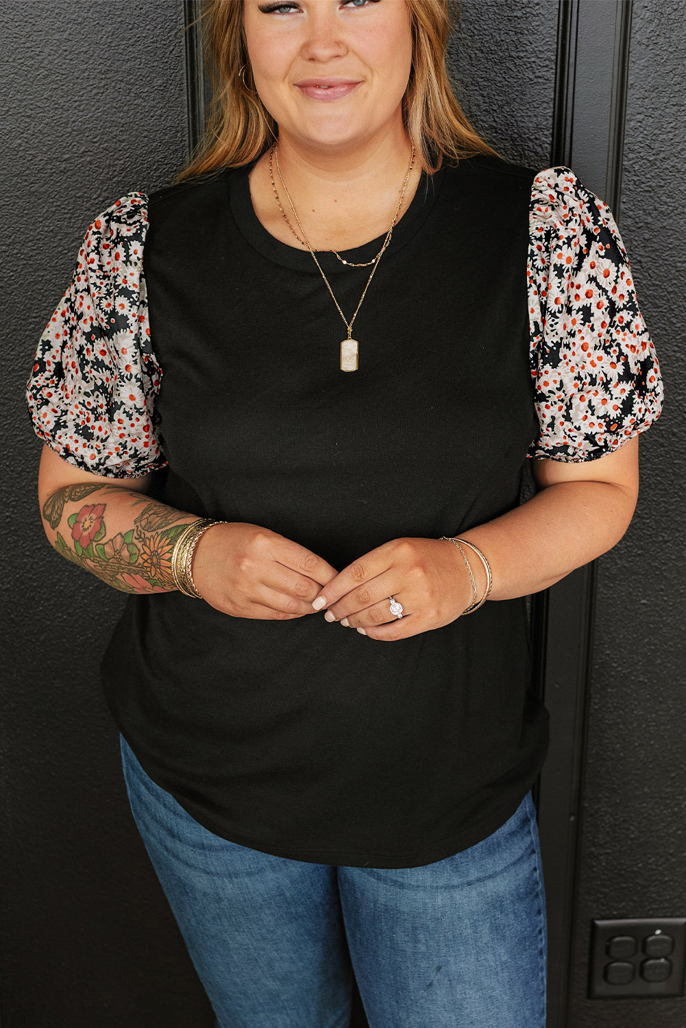 Women's Top with Daisy Plus Size Tunic