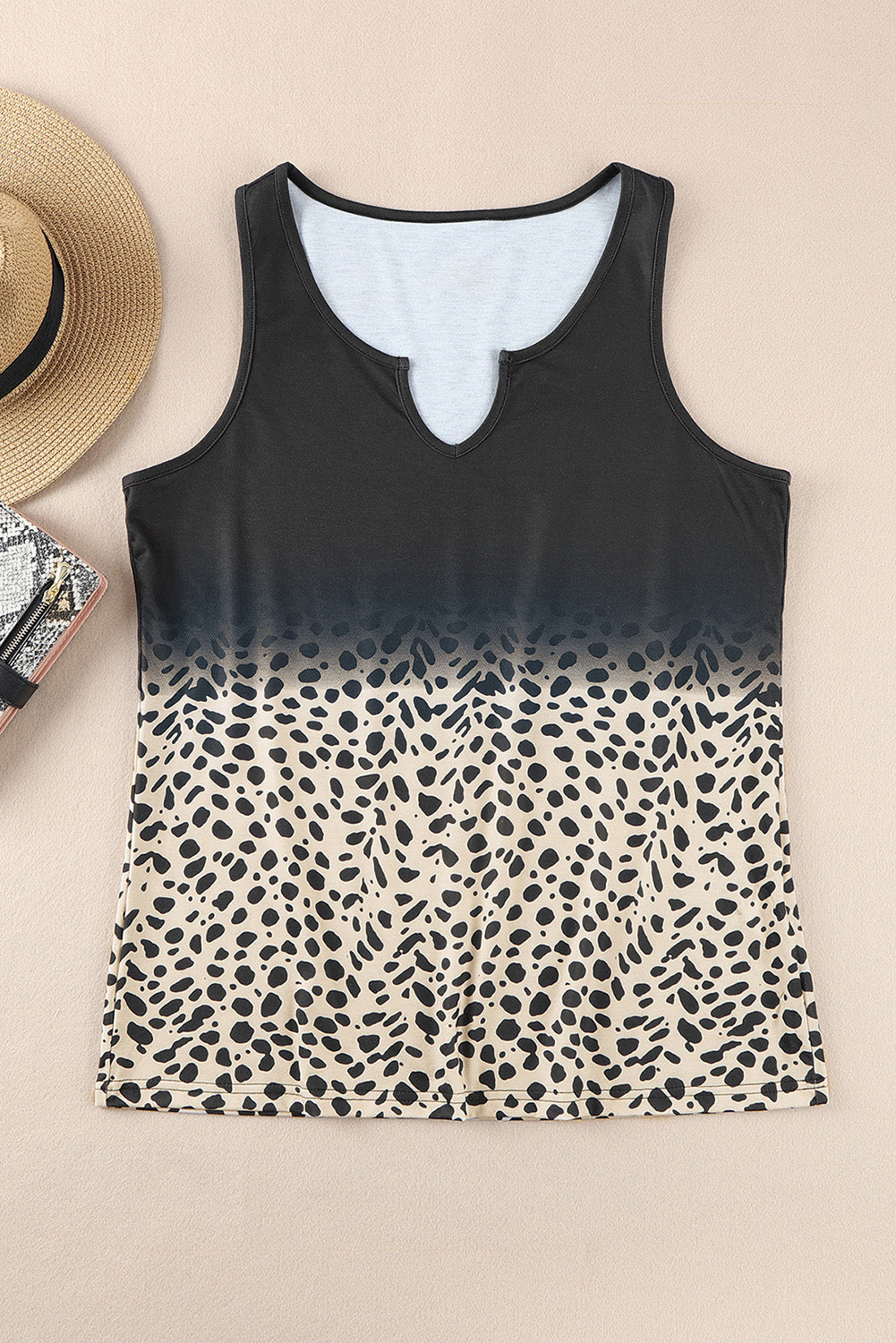 Women's Tank Top with Gradient Split Neck