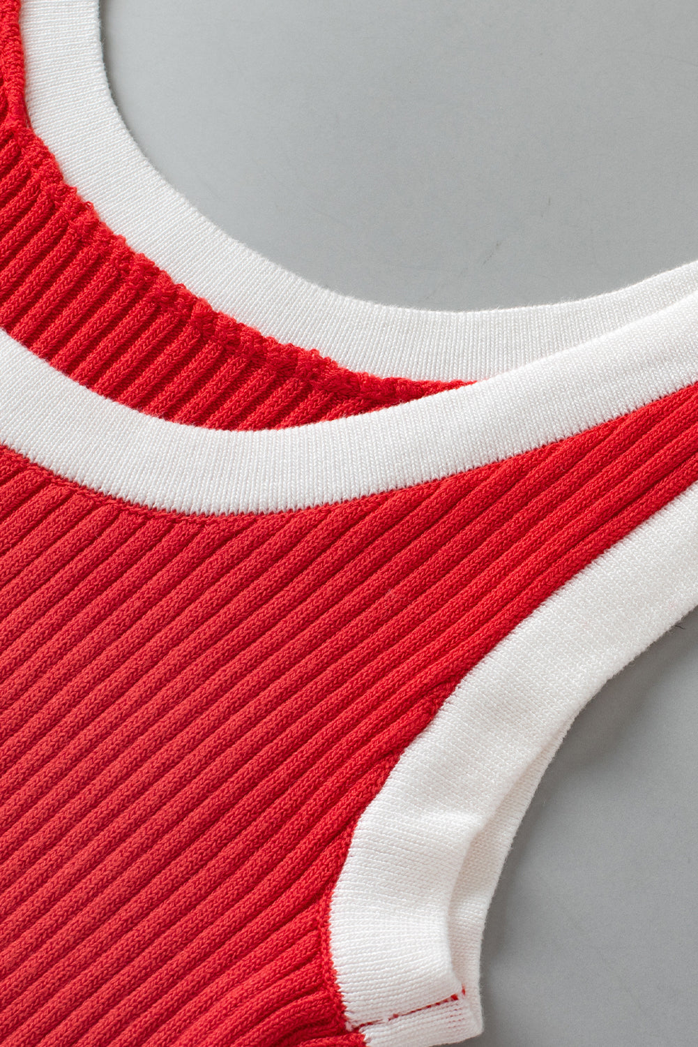 Women's Knitted U Neck Edge Rib-Knitted Tank Top