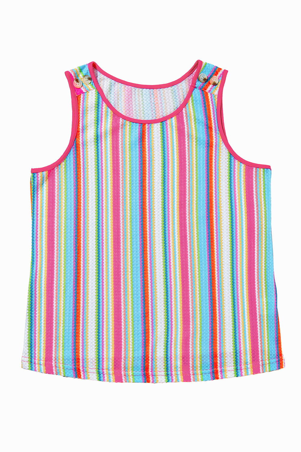 Women's Tank Top Featuring Rainbow Knitted Button