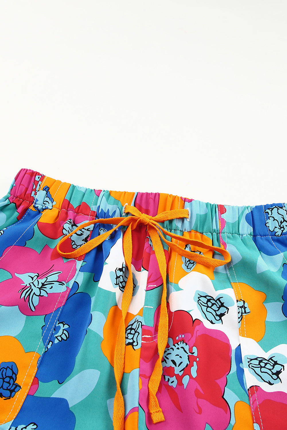 Shorts for Women Drawcord Elastic Waist Everyday Floral-Print Print