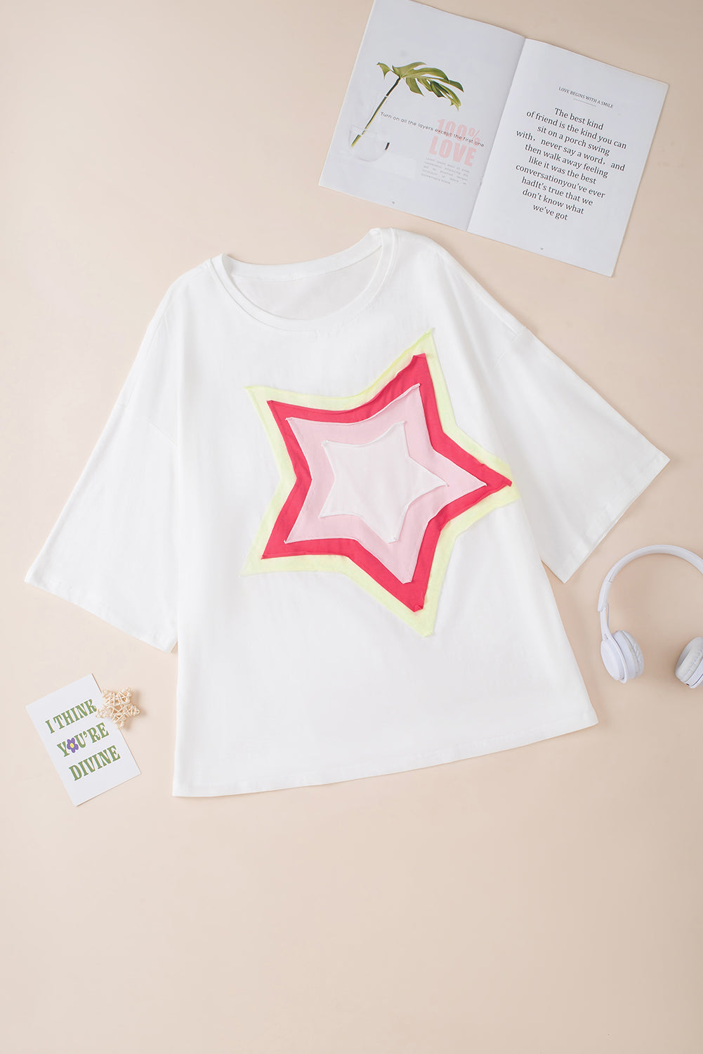 Tee for Women Patched Half Sleeve Oversized