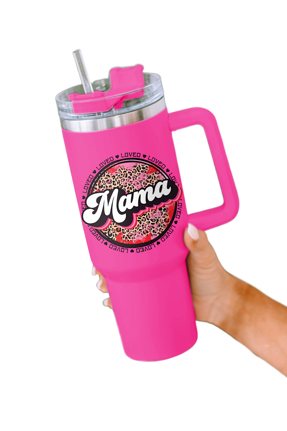 Stainless Mama Leopard-Print Steel Insulate Cup with Handle 40oz