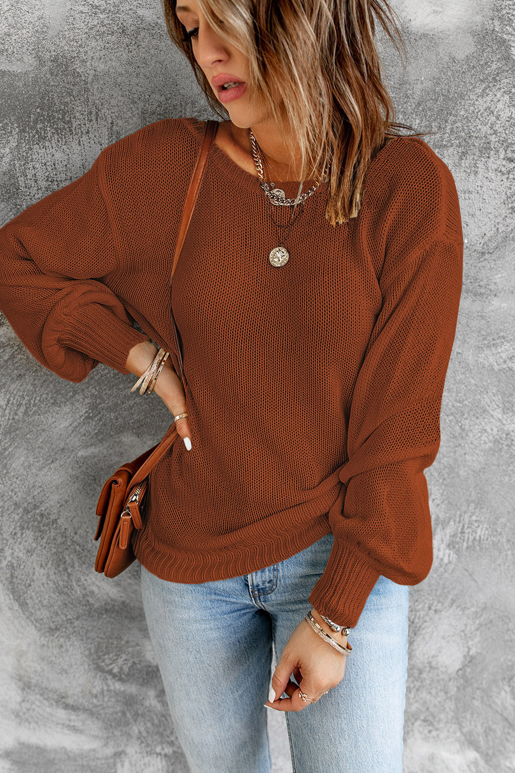 Sweater for Women Cut-out Dropped-Shoulder Back