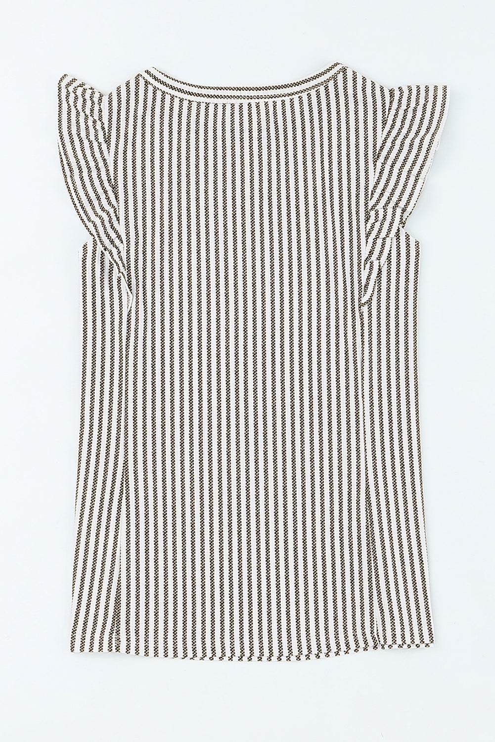 Crew Neck Ruffled Striped Tank Top