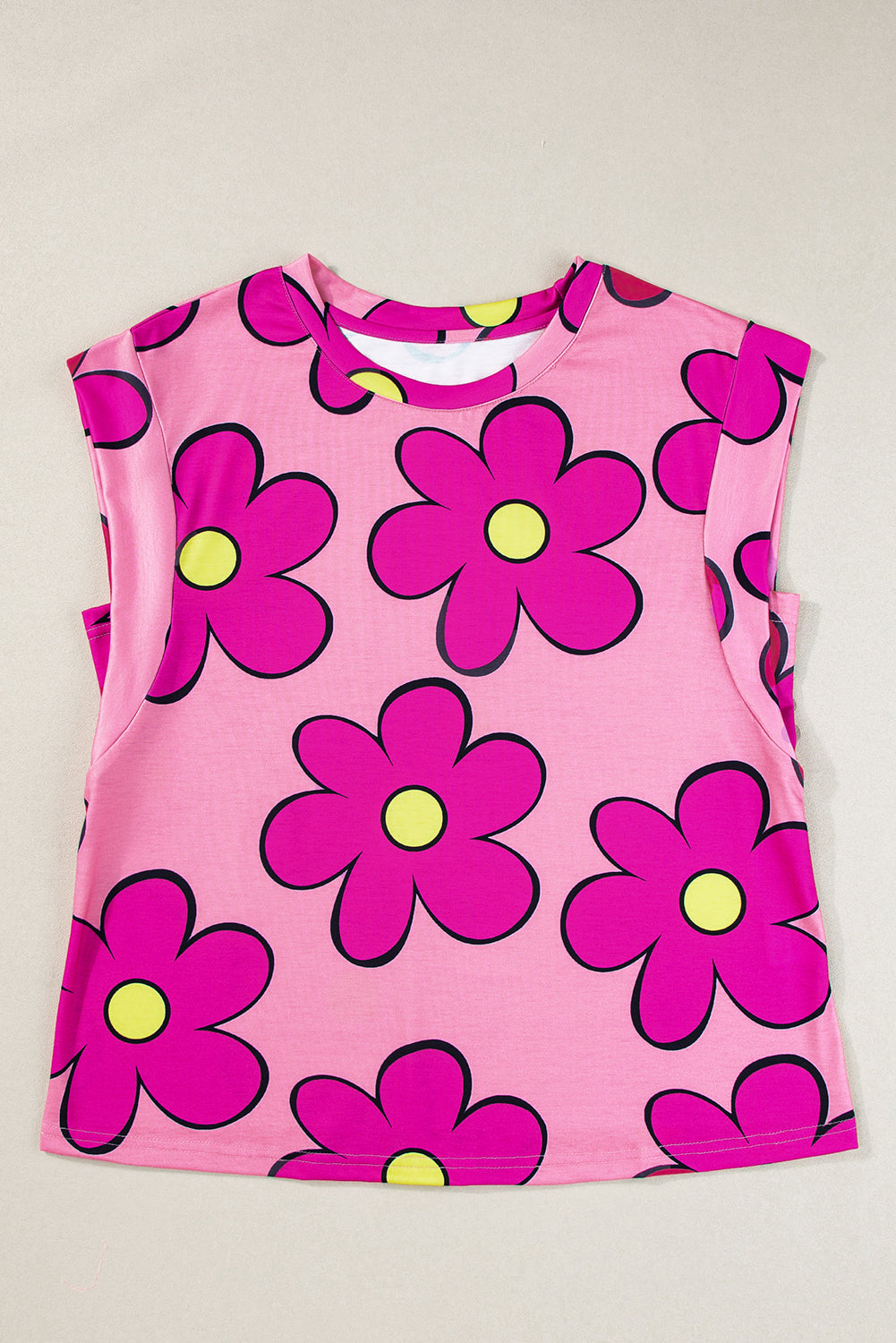 Women's Flower Cap Sleeve T Shirt