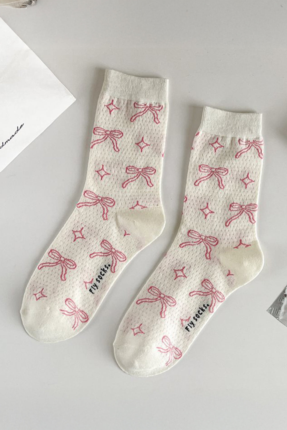 Sweet Mid Bowknot Print Calf Socks
