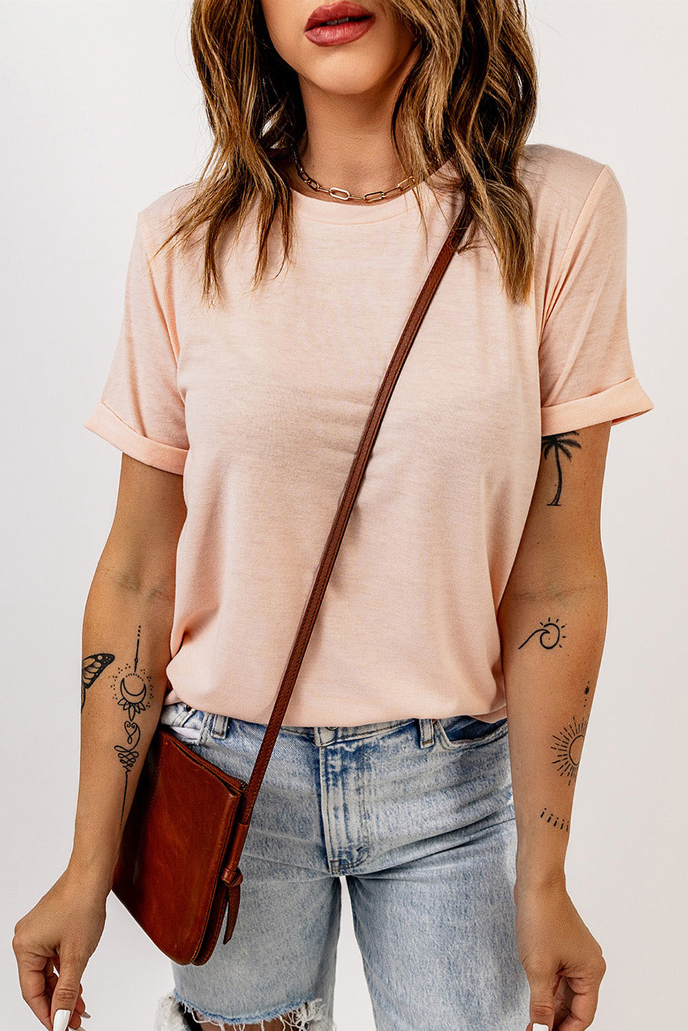 Tee for Women Solid Color Crew Neck