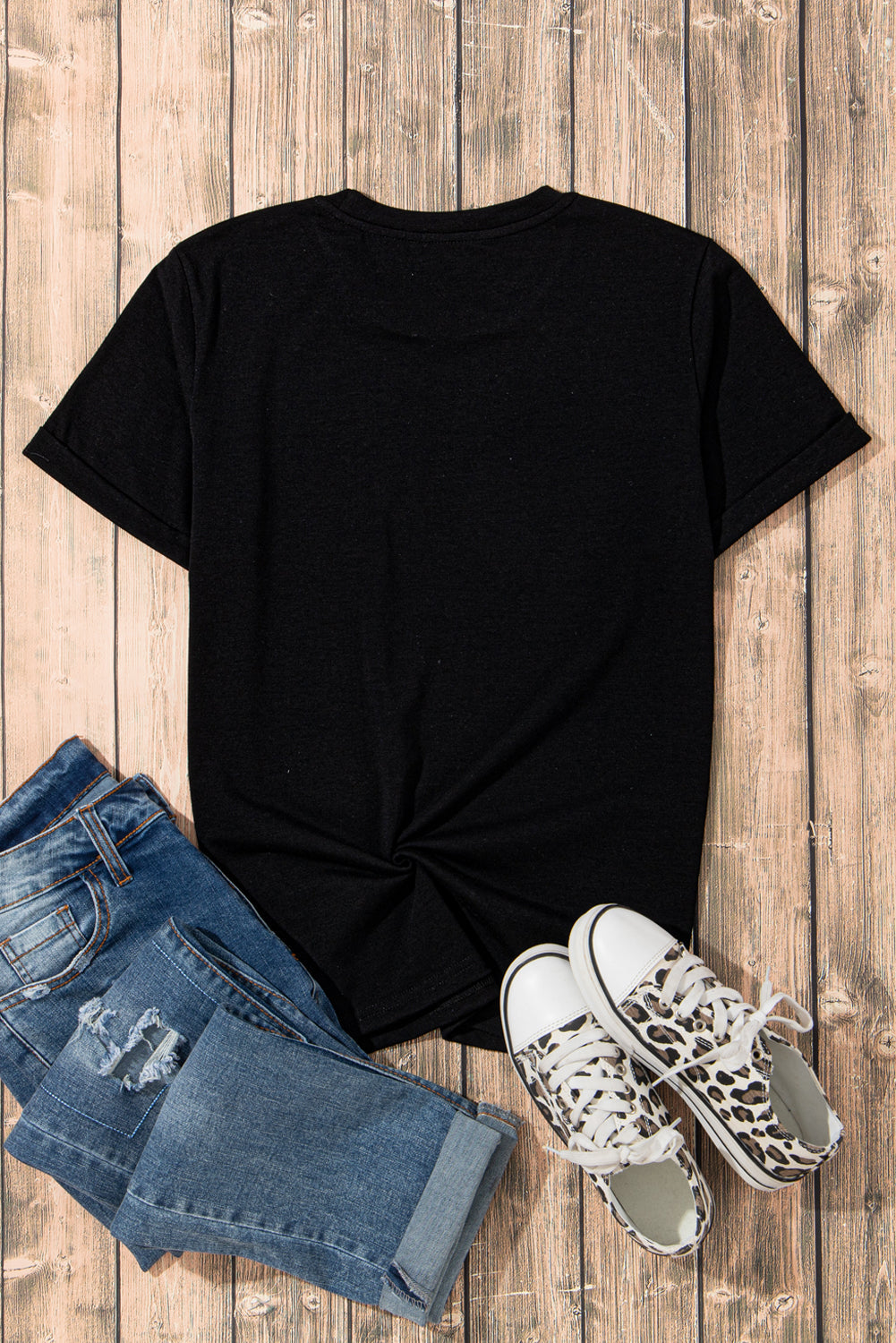 Women's Tee Featuring Crew Neck Everyday Plain
