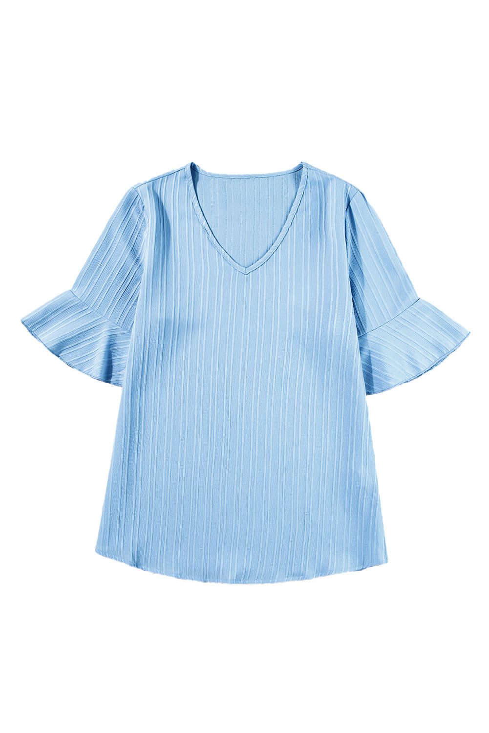 Top for Women Ruffle-Trimmed V Neck Textured