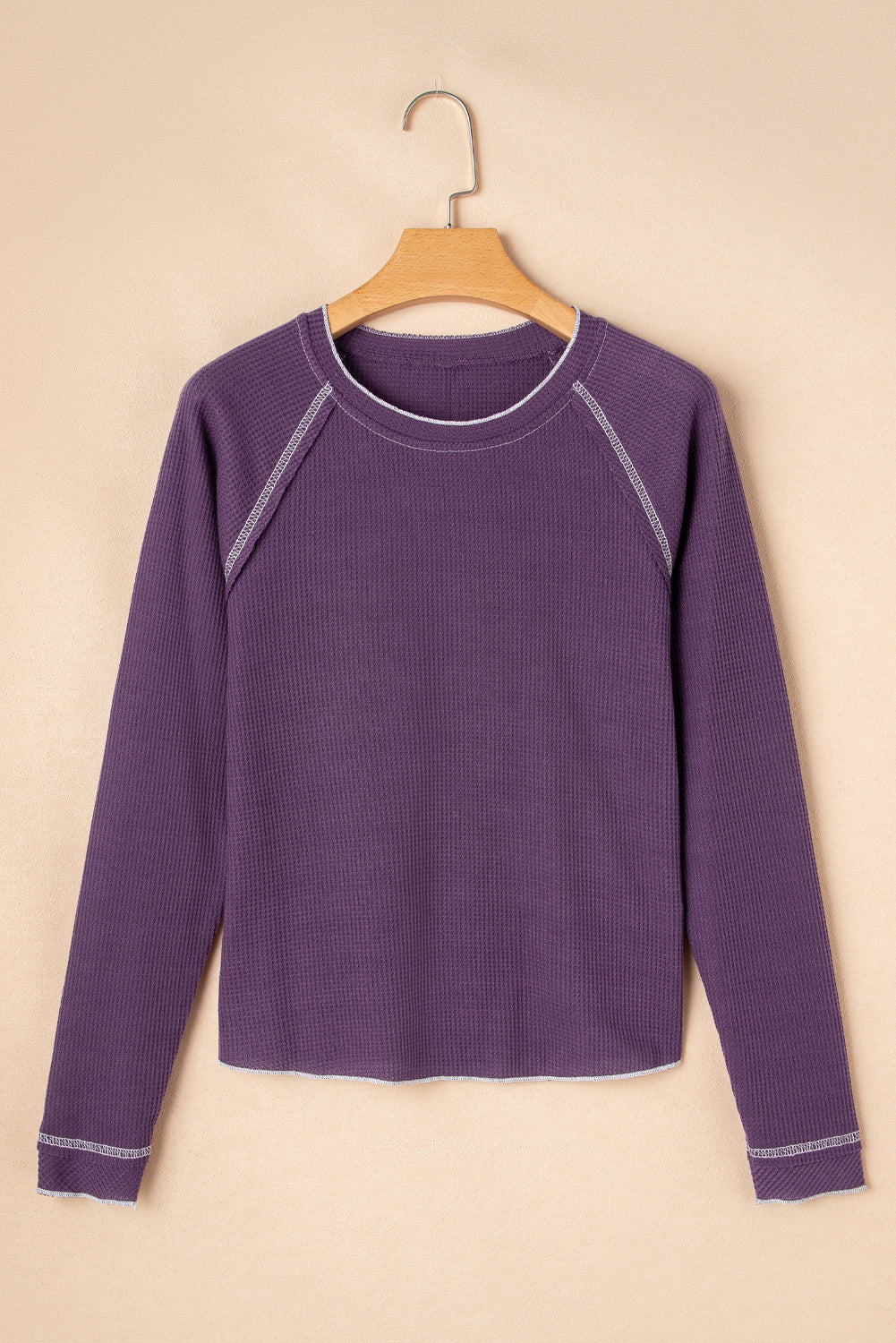 Textured Round-Neck Long-Sleeved Top Style