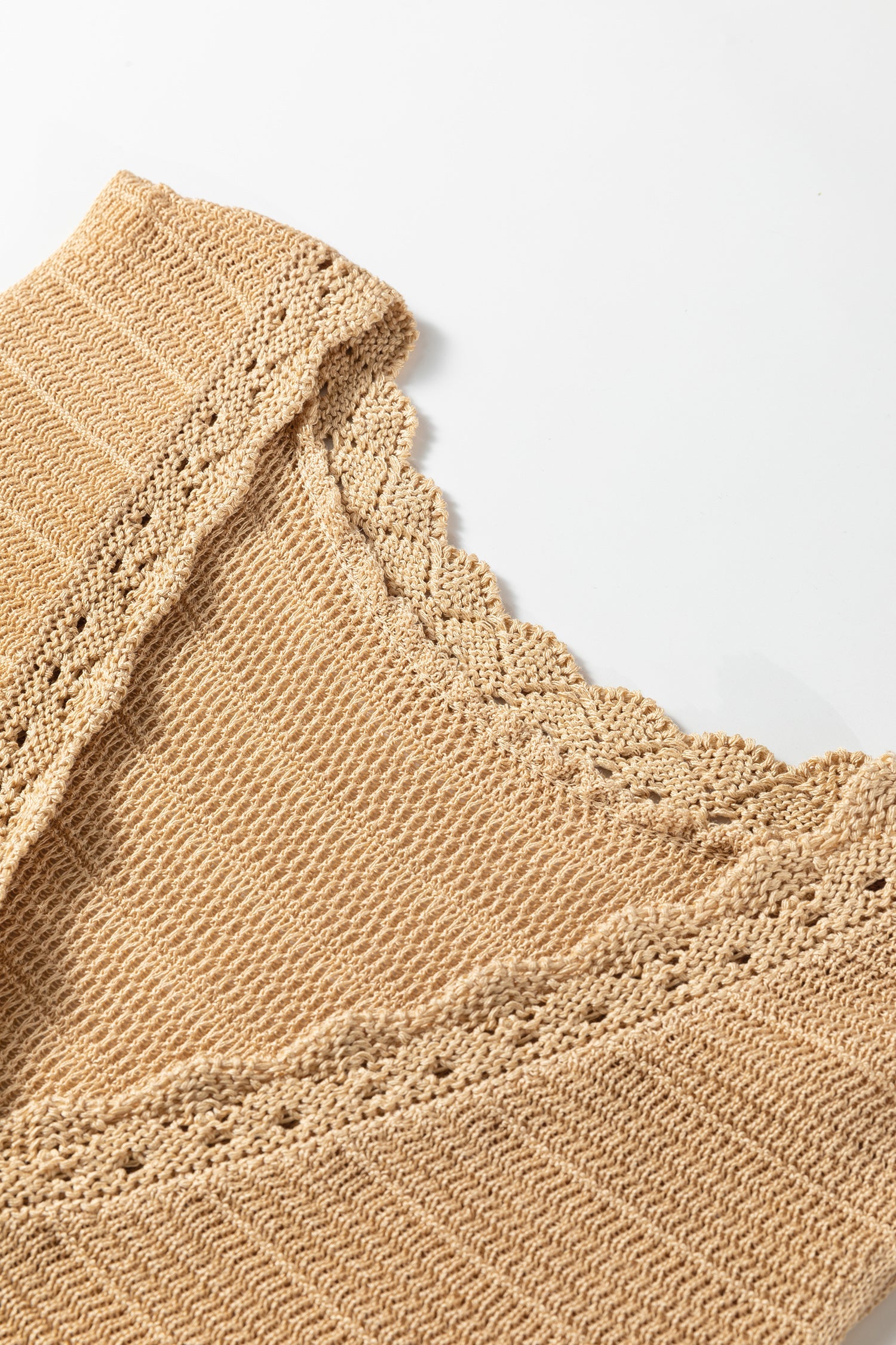 Trim Hollow out Button-Front Boho Knit Top Vest