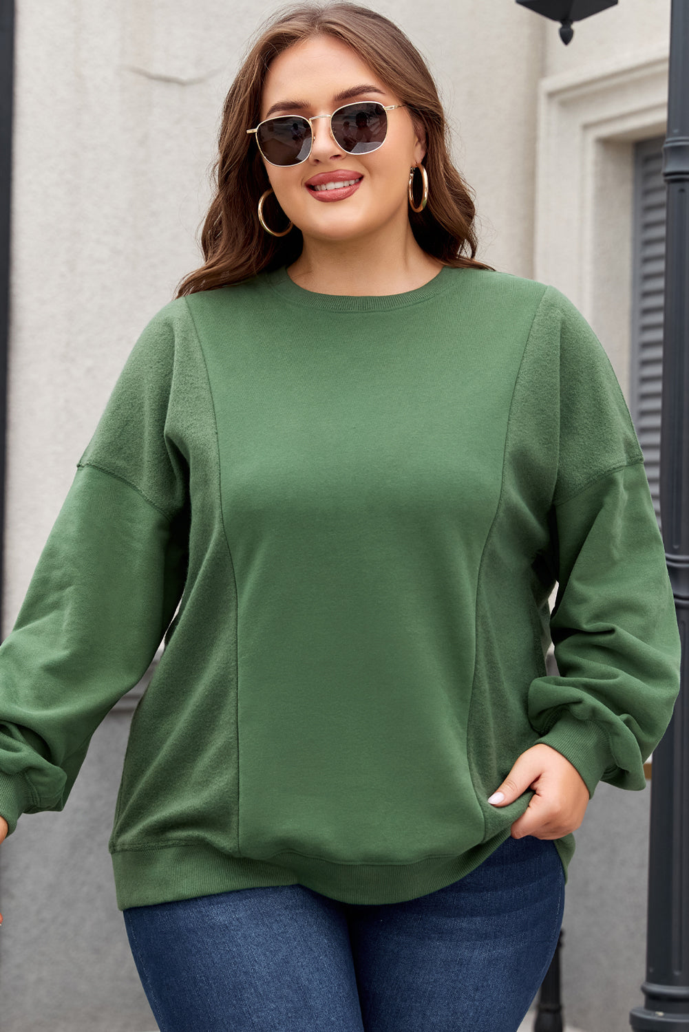 Women's Sweatshirt Featuring Crew Neck Plus Size