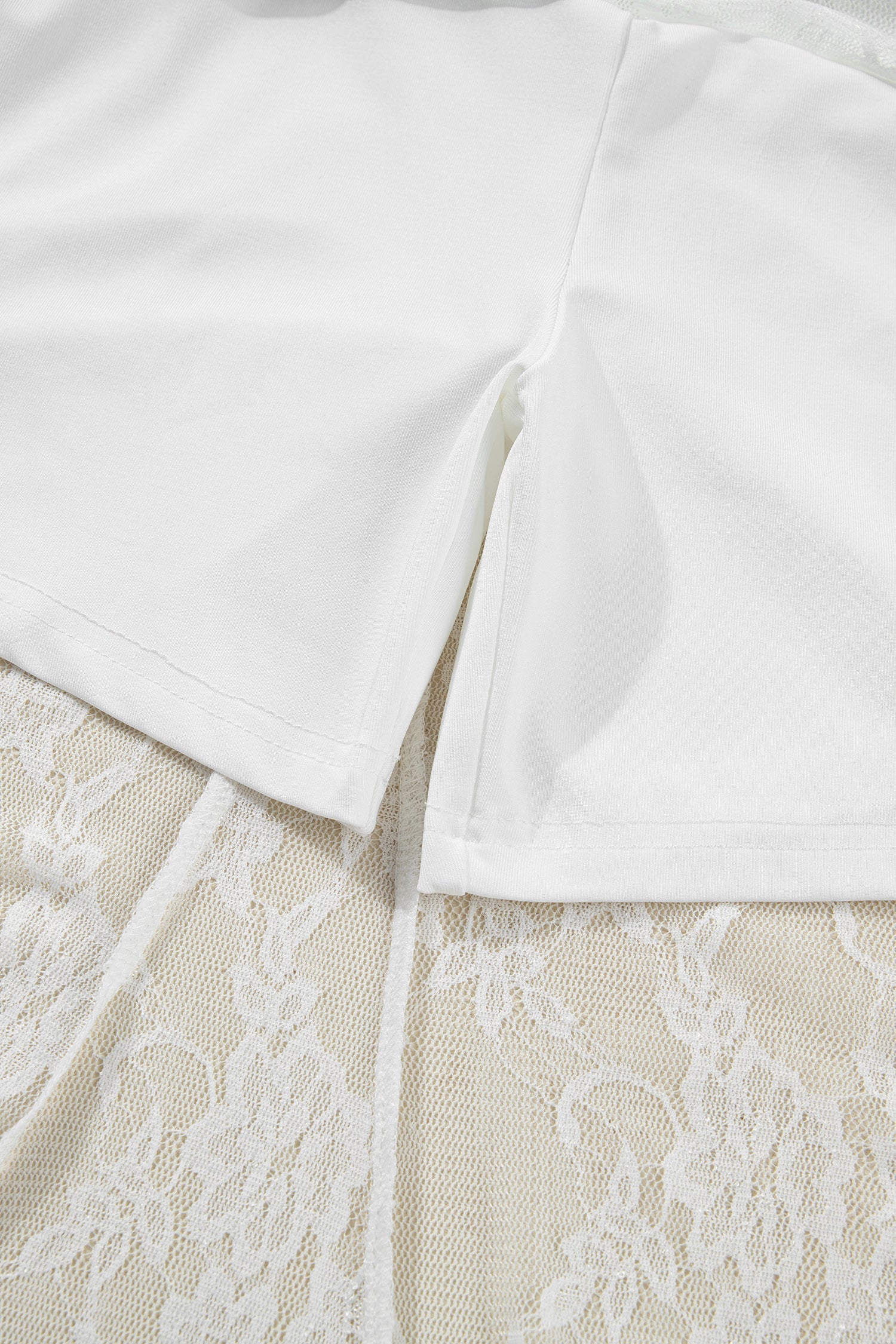 White Sheer Polished Sheer Floral Lace Flowy Maxi Skirt