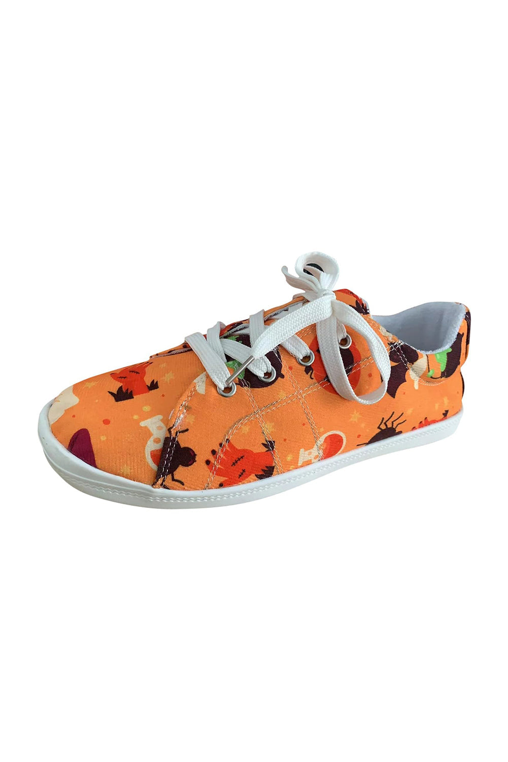 Ghost Halloween Pumpkin Print Lace-up Flat Shoes