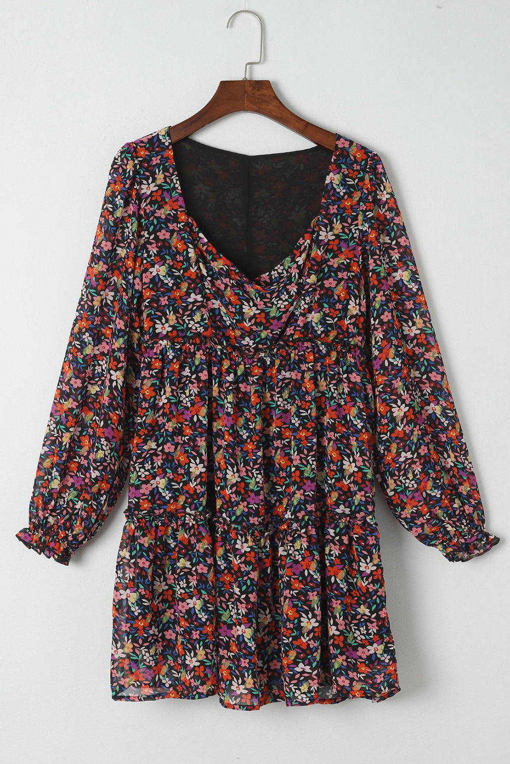 Women's Floral Dresses Featuring Wrapped V Neckline