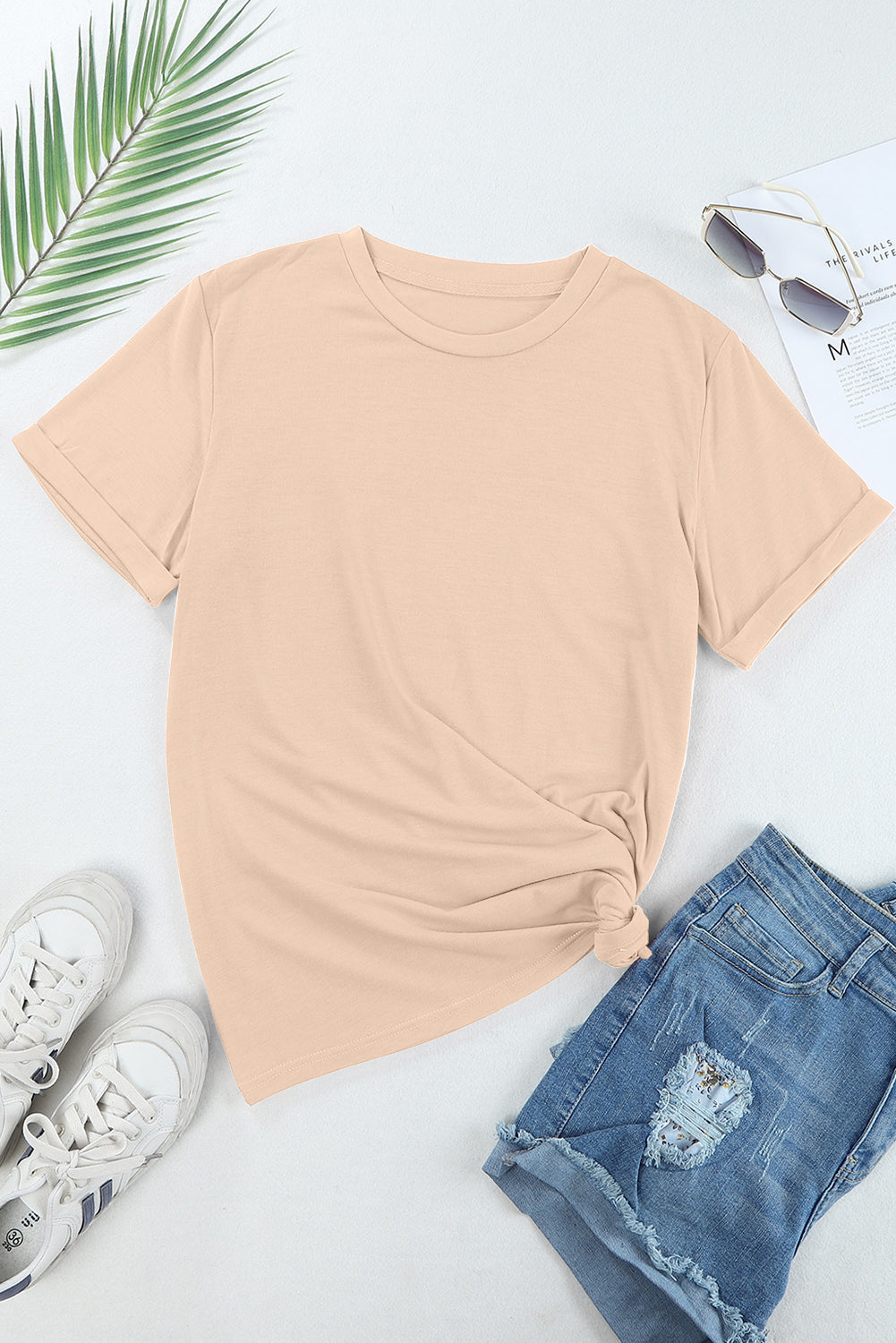 Women's Tee with Everyday Plain Crew Neck