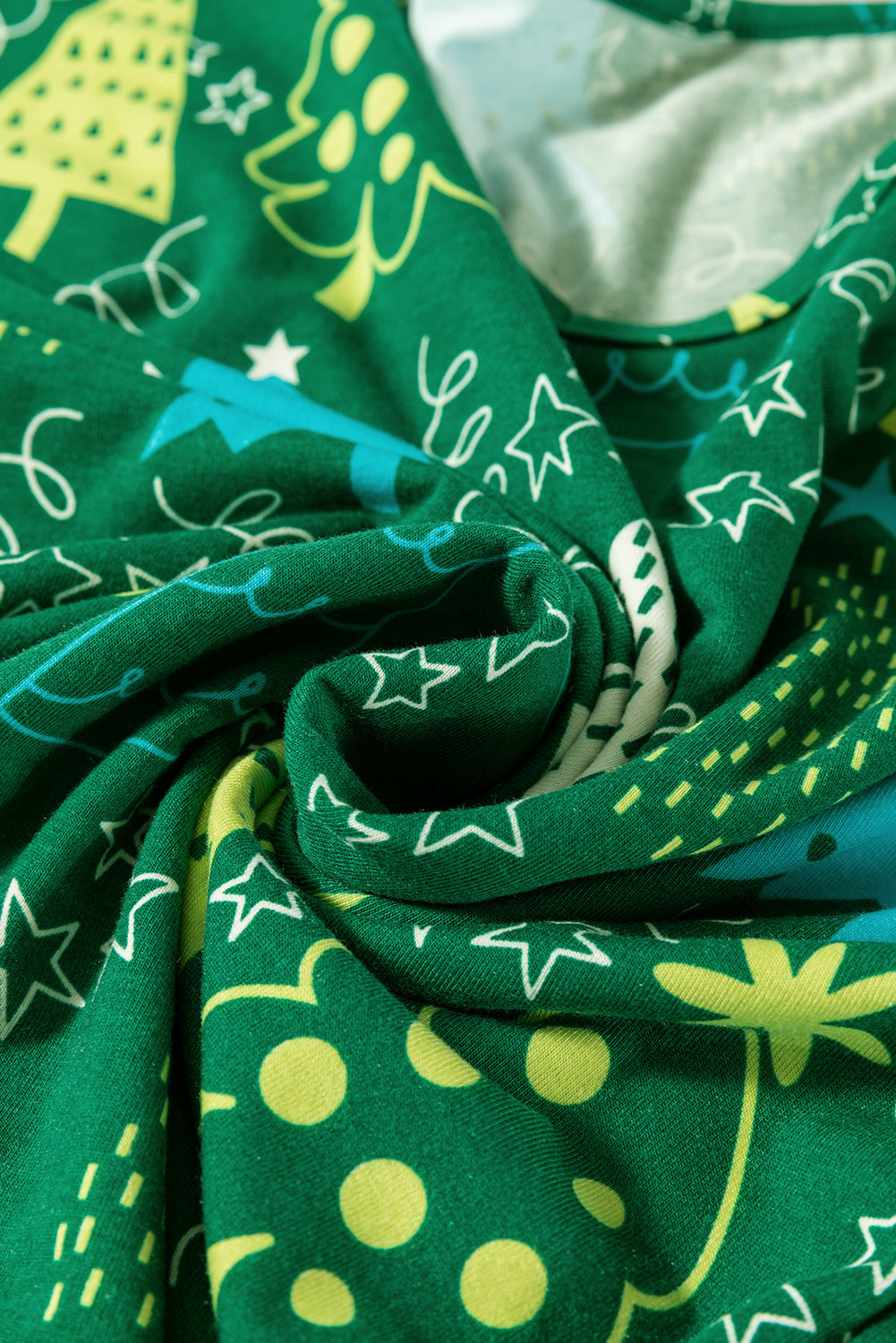 Tree Print Christmas Print V-Neck Tee and Pants Lounge Set