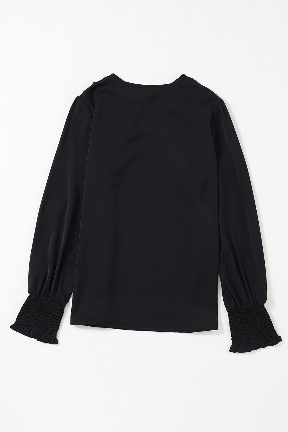 Women's Blouse with Surplice Neck Shirred Cuffs Draped