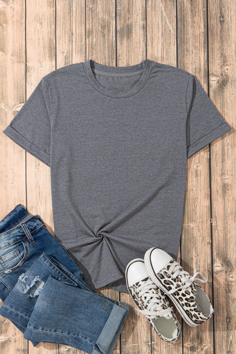 Tee for Women Everyday Plain Crew Neck Modern Wardrobe Pick