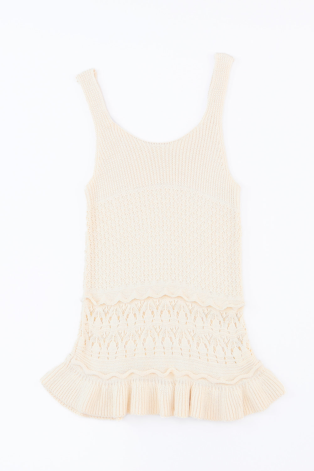 Vest for Women Knitted Crochet Ruffle-Trimmed Hem