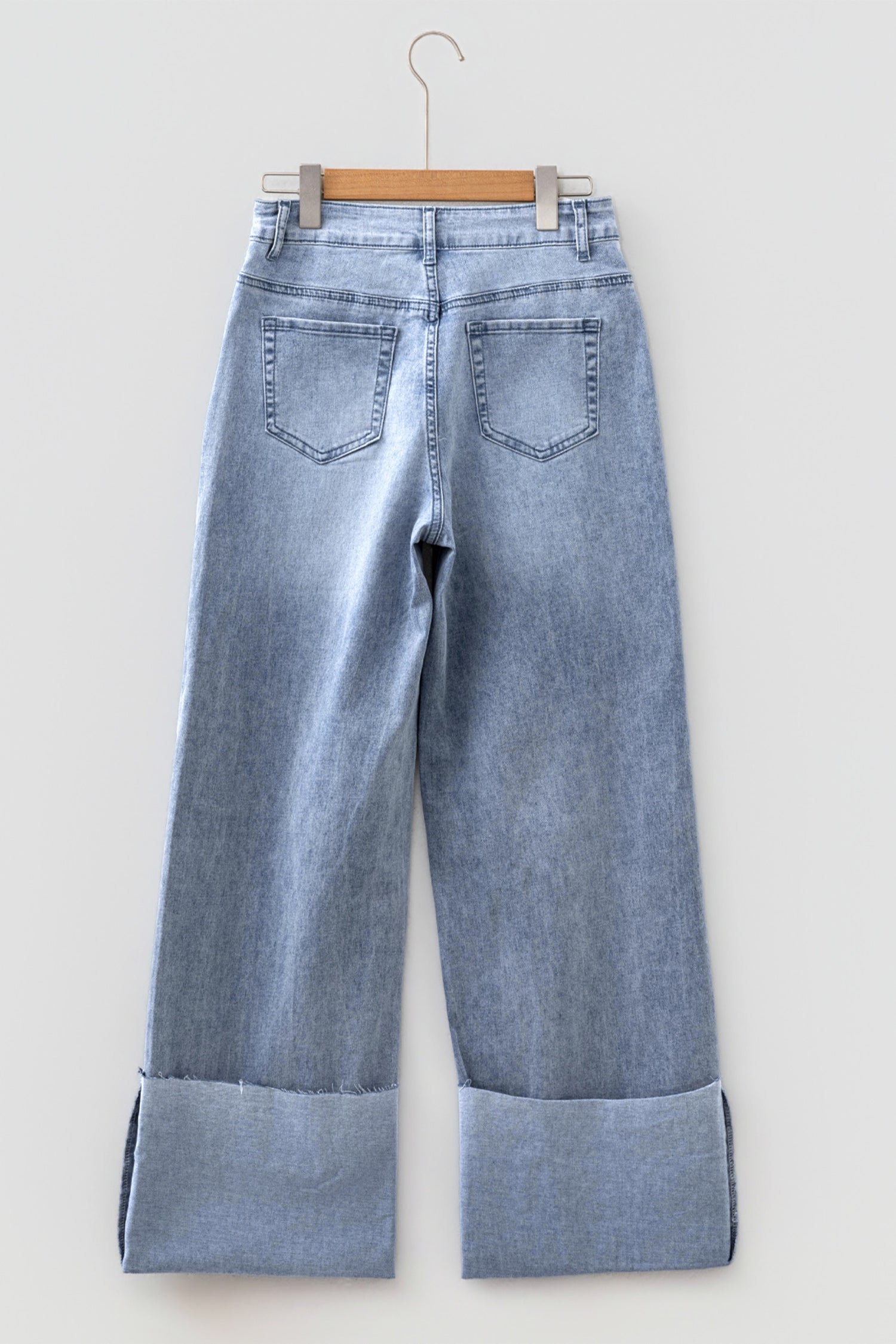 Blue Fashion Beau Turn-up Cuffs Womens Loose Jeans