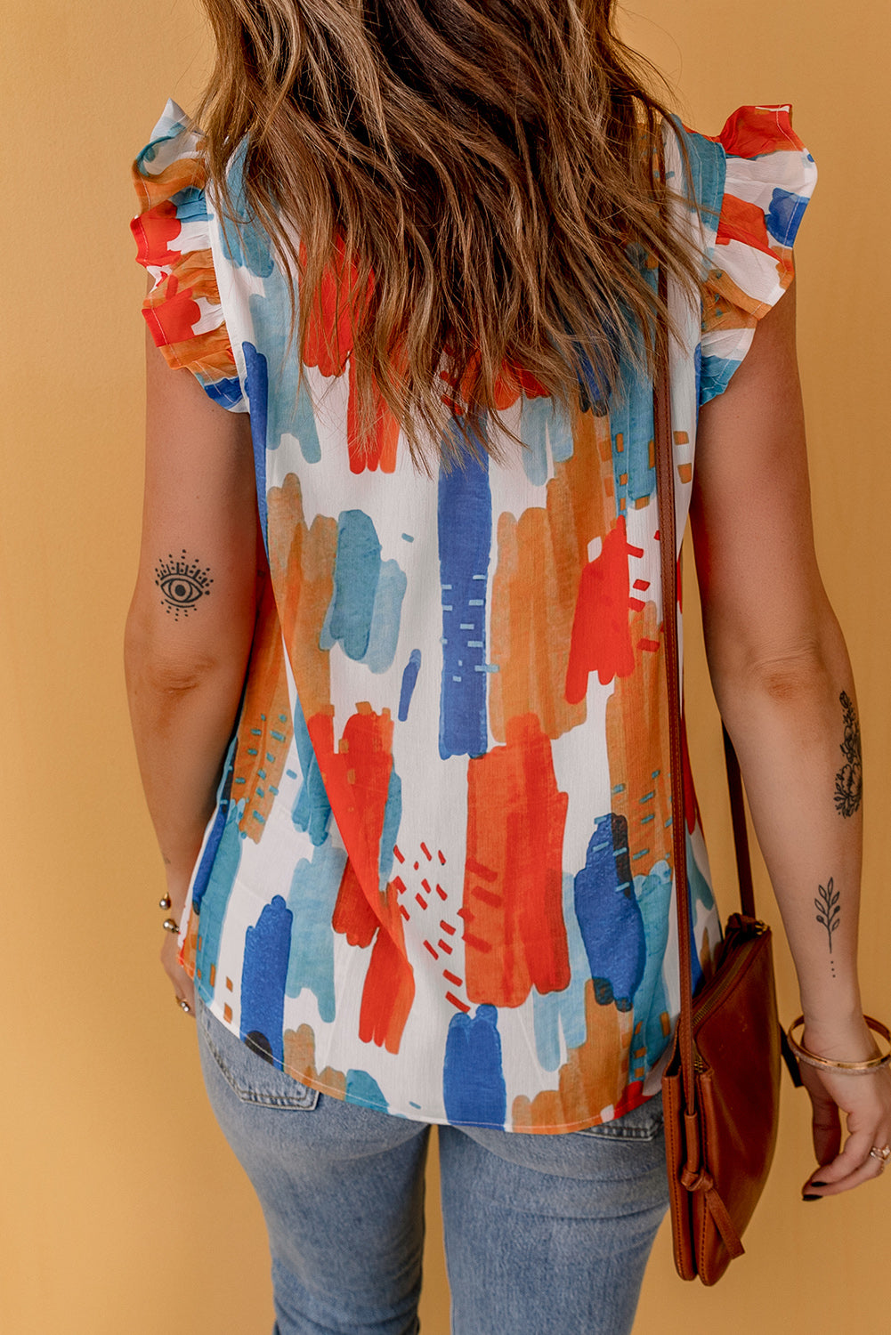 Women's Sleeve Ruffle-Trimmed Flutter Tank Top