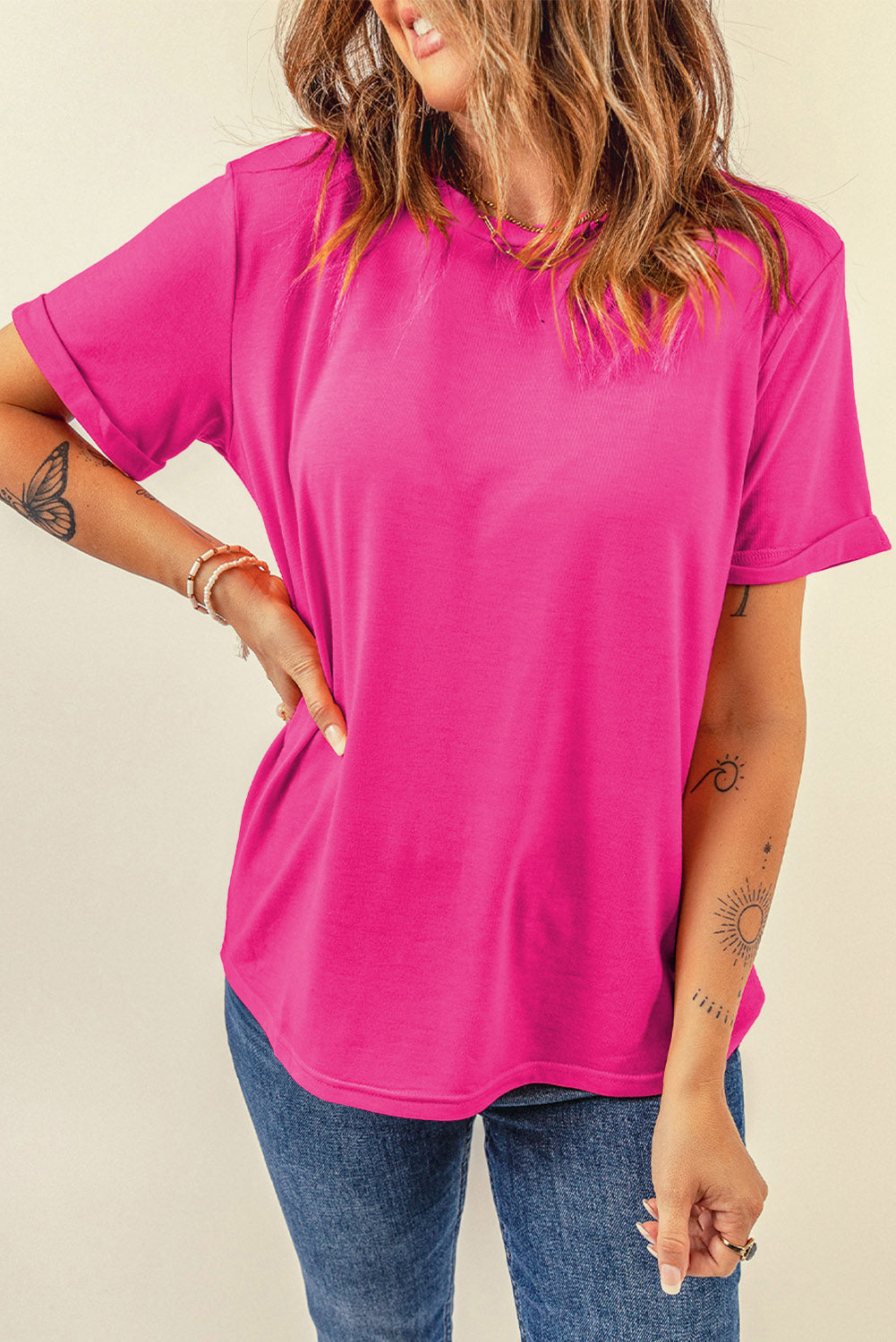 Tee for Women Everyday Plain Crew Neck Versatile Look