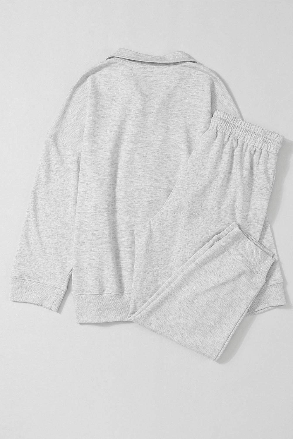 Zip Solid Half Drawcord High-Waisted Lounge Set