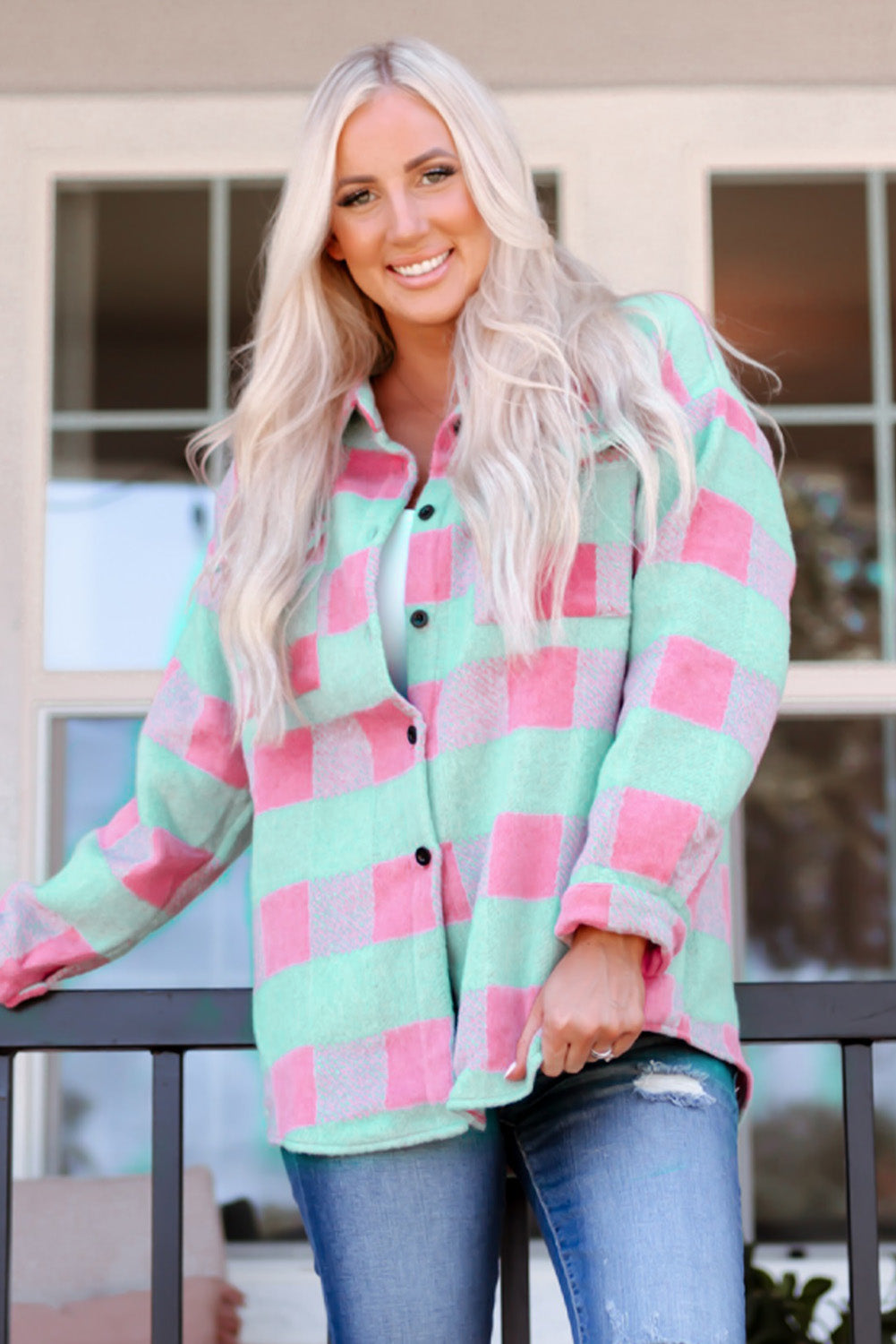 Shacket for Women Plaid Pattern Oversized