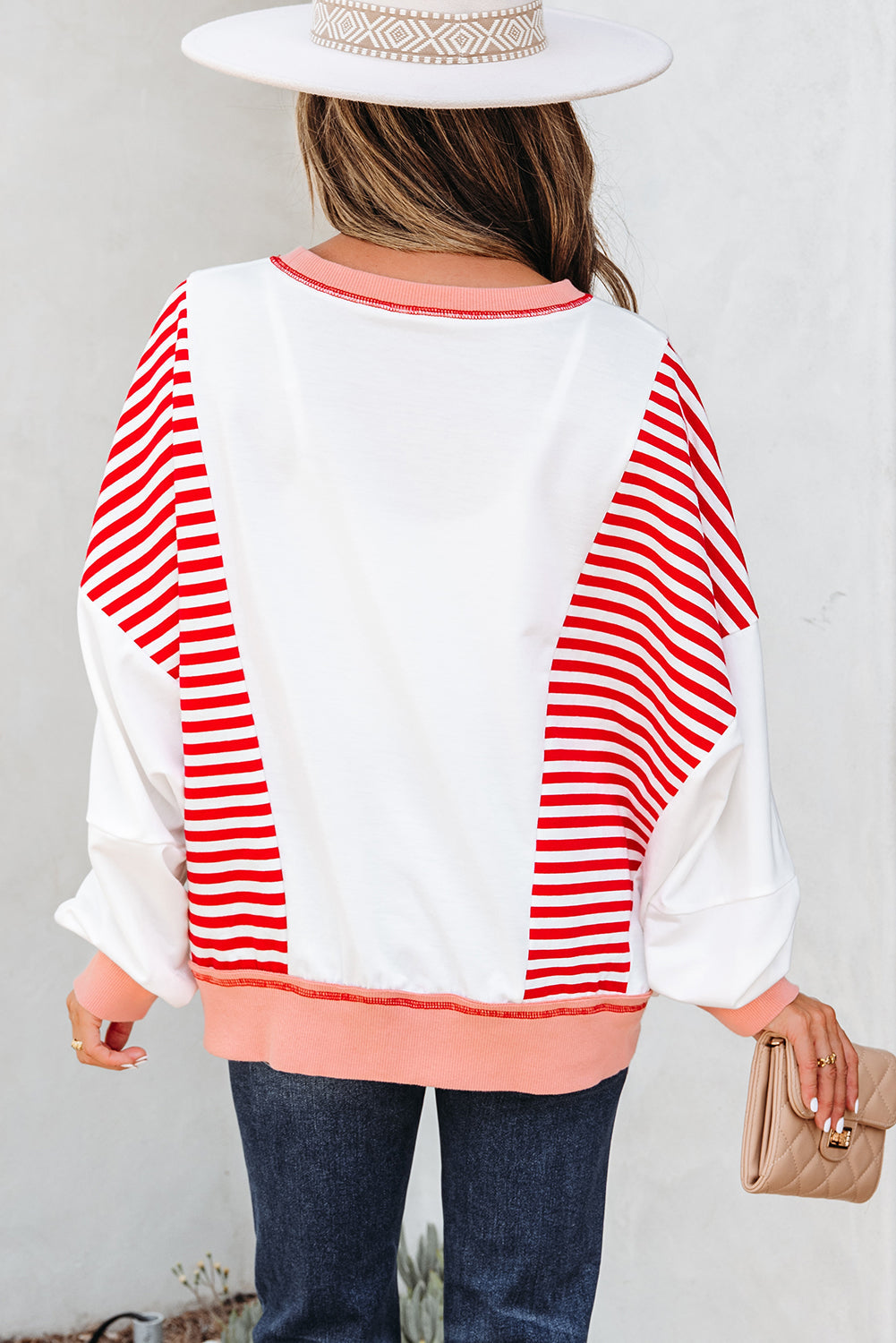 Colorblock Stitching Patchwork Contrast Oversize Sweatshirt