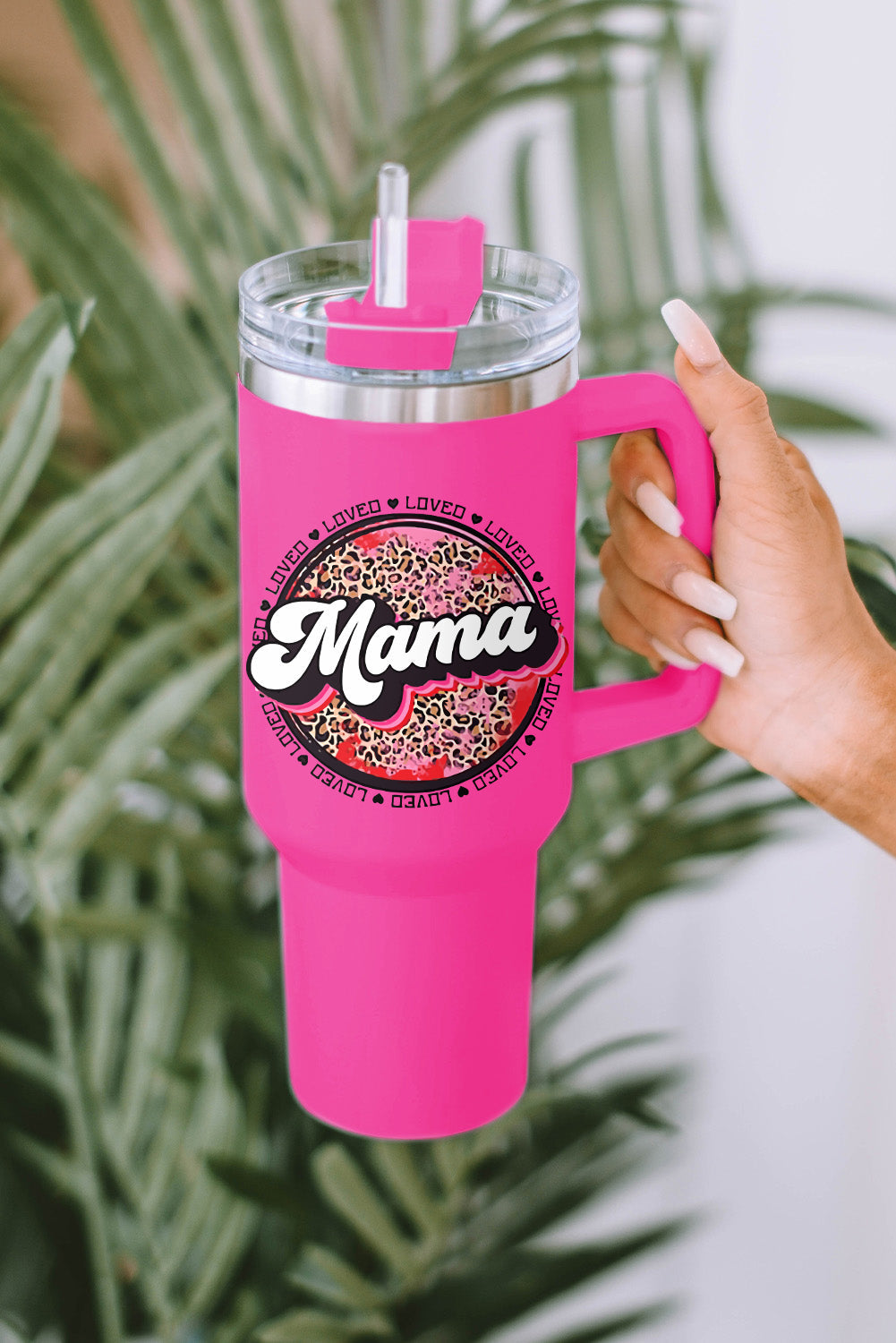 Stainless Mama Leopard-Print Steel Insulate Cup with Handle 40oz